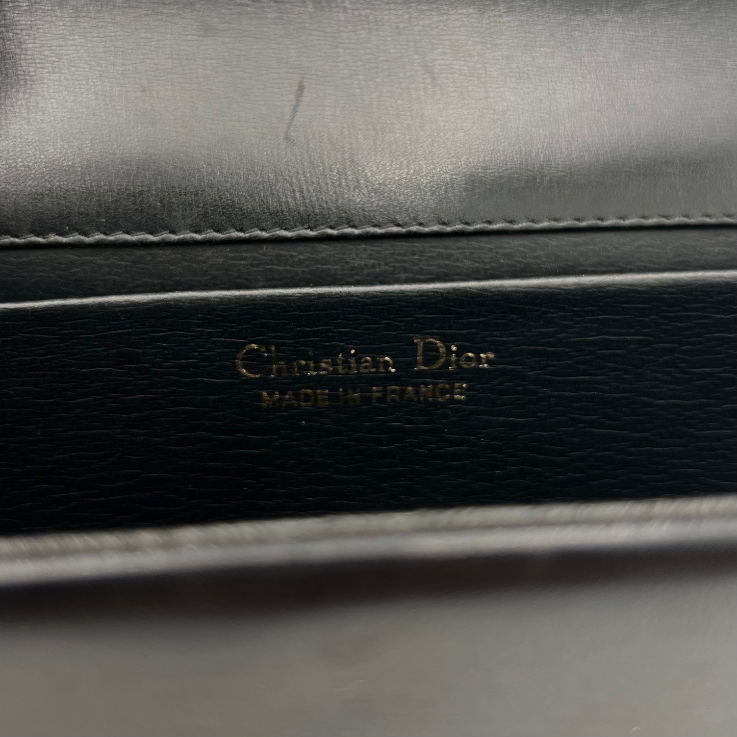 Christian Dior Vintage Black Leather CD Logo Chain Bag