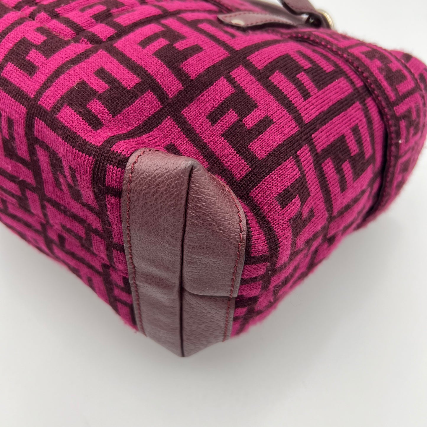 Fendi Pink Zucca Wool Pom Pom Handbag