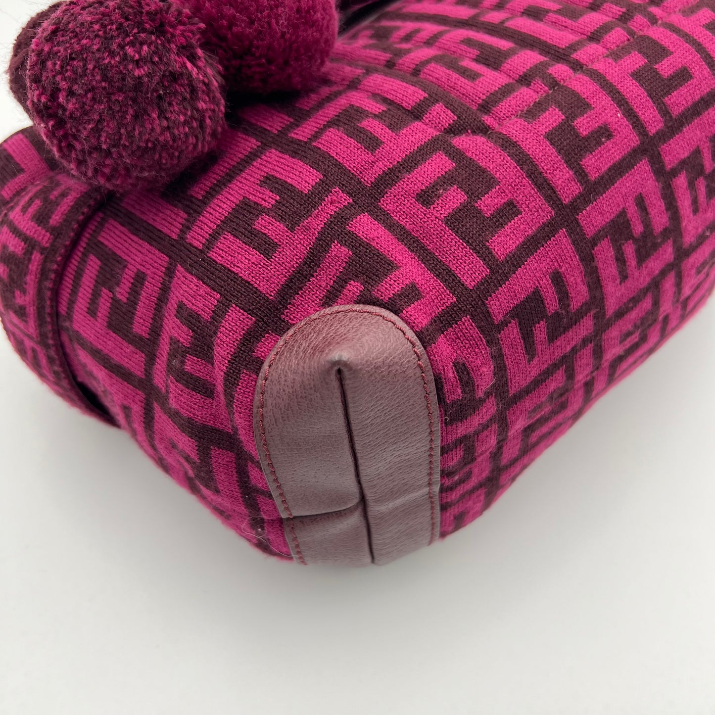 Fendi Pink Zucca Wool Pom Pom Handbag