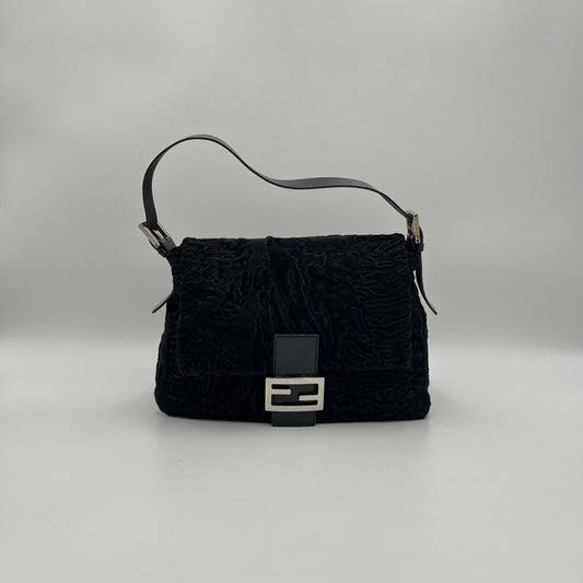 Fendi Black Persian Lamb Fur Mamma Baguette