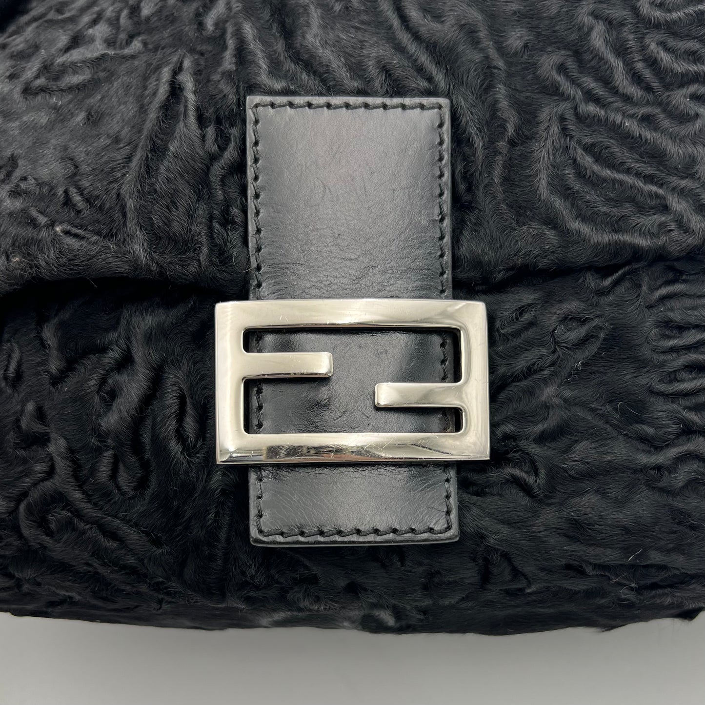 Fendi Black Persian Lamb Fur Mamma Baguette