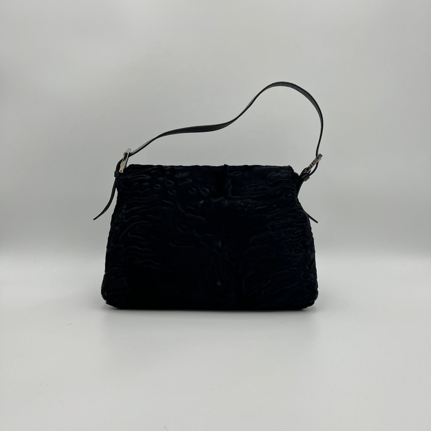 Fendi Black Persian Lamb Fur Mamma Baguette