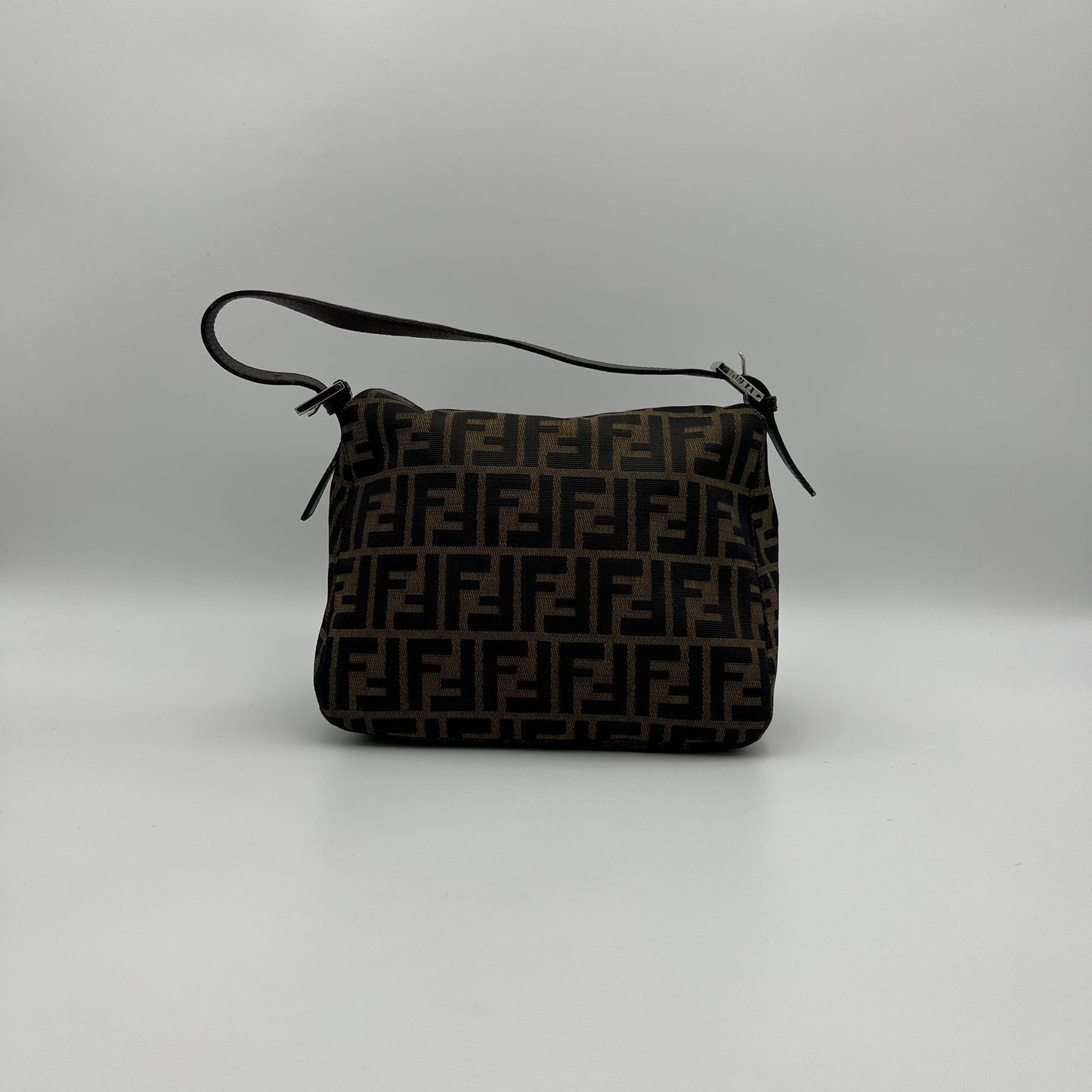 Fendi Tobacco Zucca Double Flap Baguette