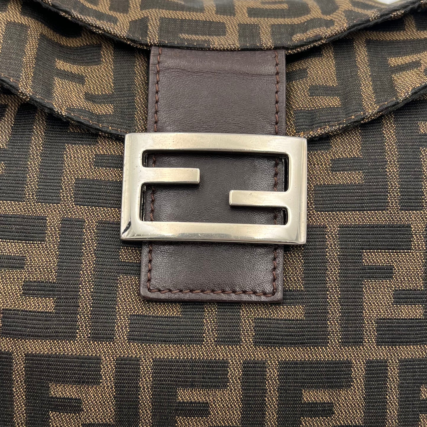 Fendi Tobacco Zucca Double Flap Baguette