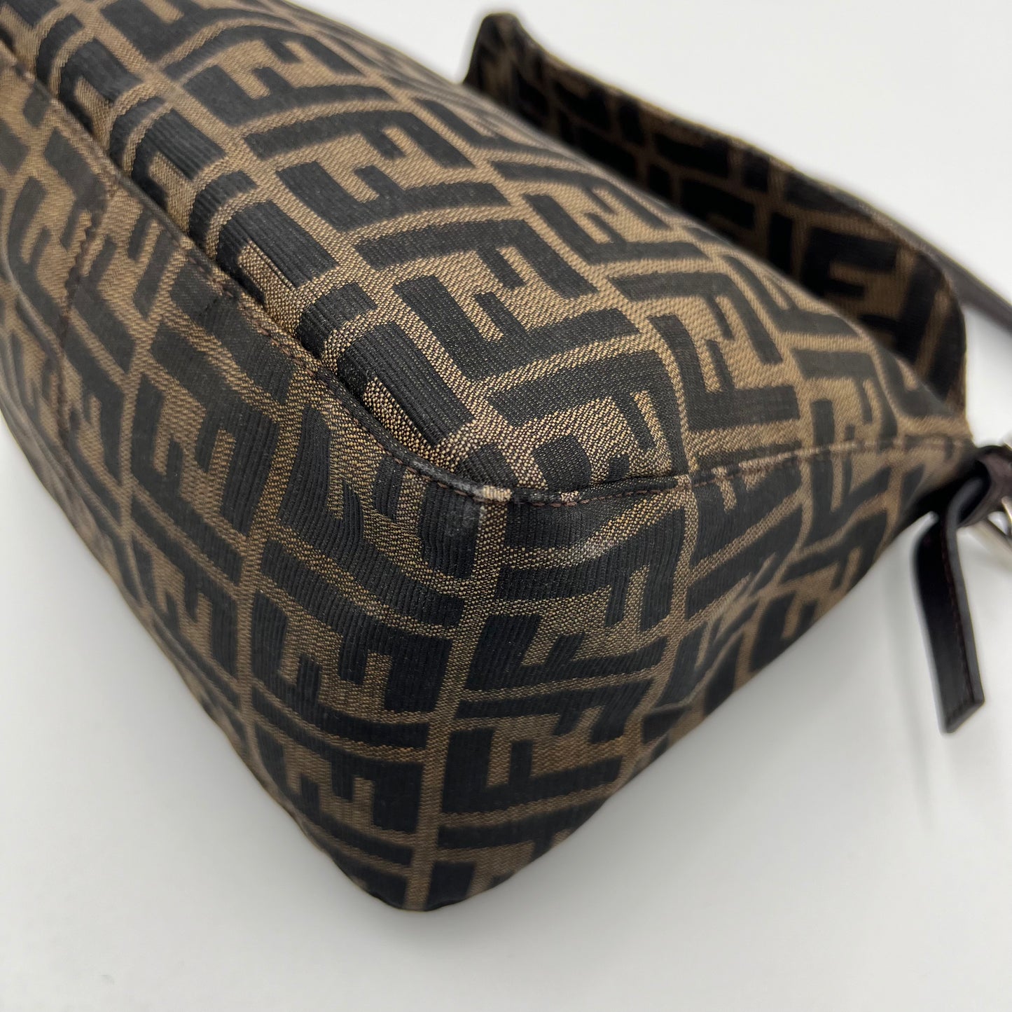 Fendi Tobacco Zucca Double Flap Baguette