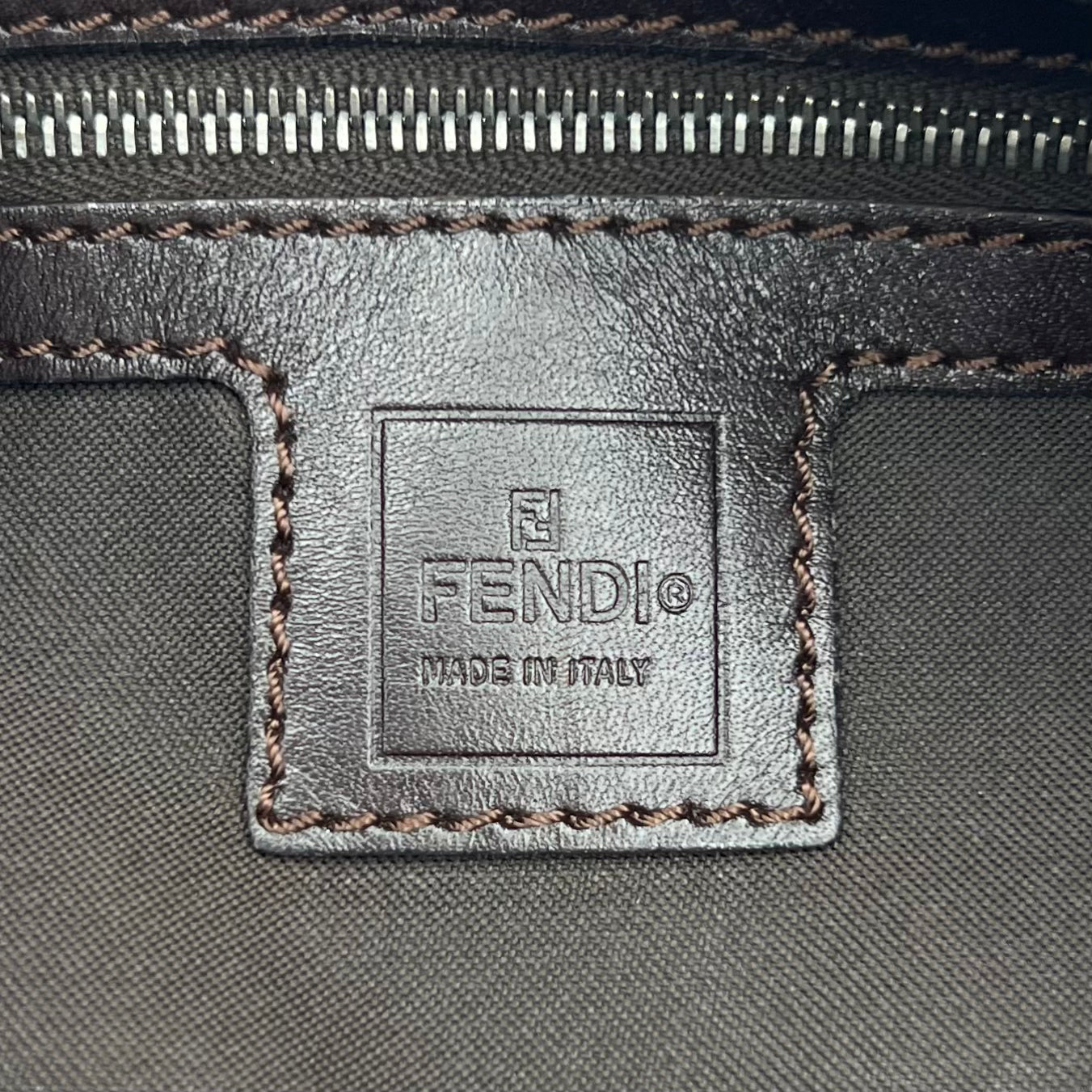 Fendi Tobacco Zucca Double Flap Baguette