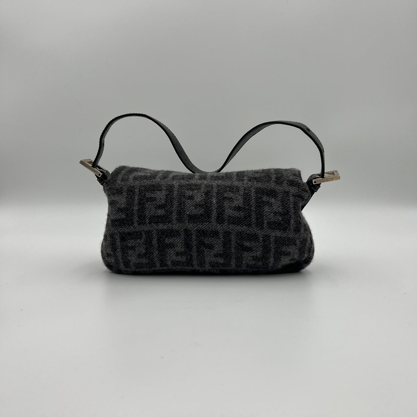 Fendi Gray Zucca Wool Baguette