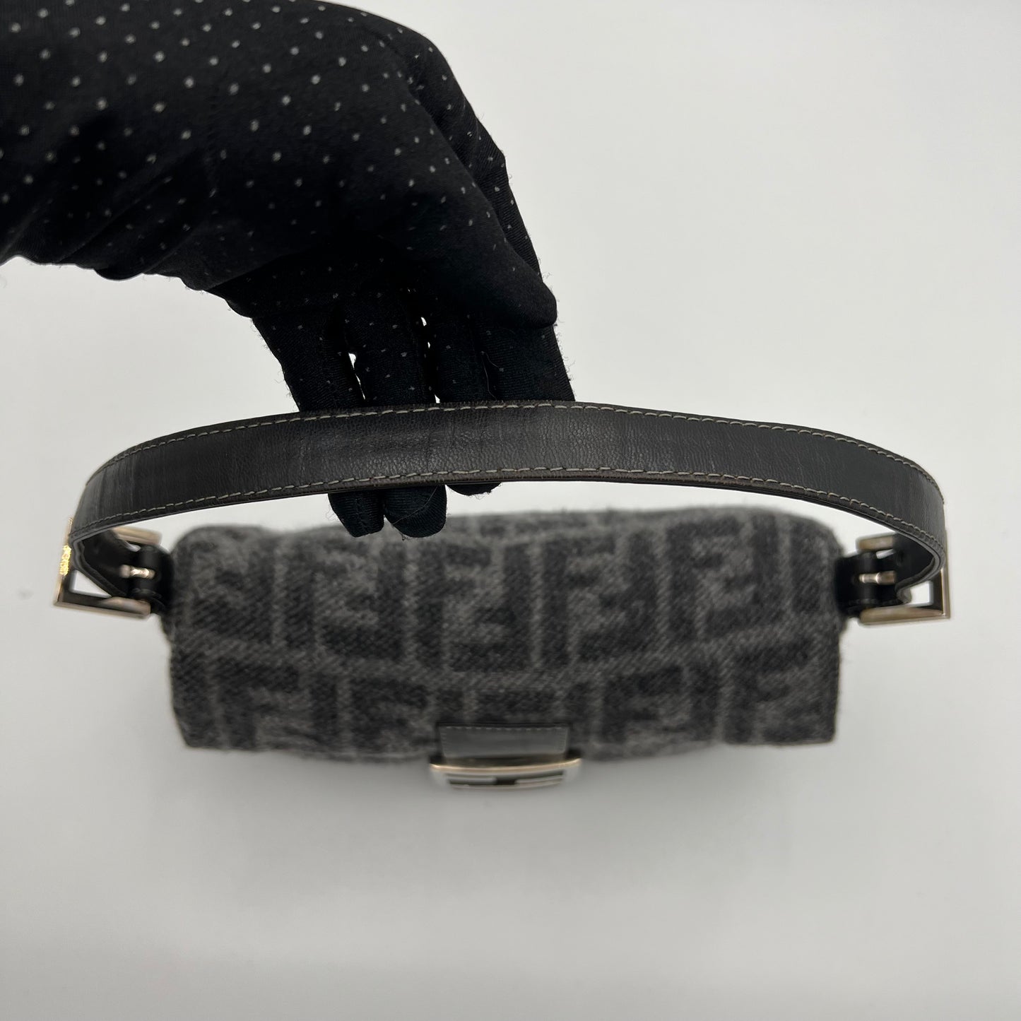 Fendi Gray Zucca Wool Baguette