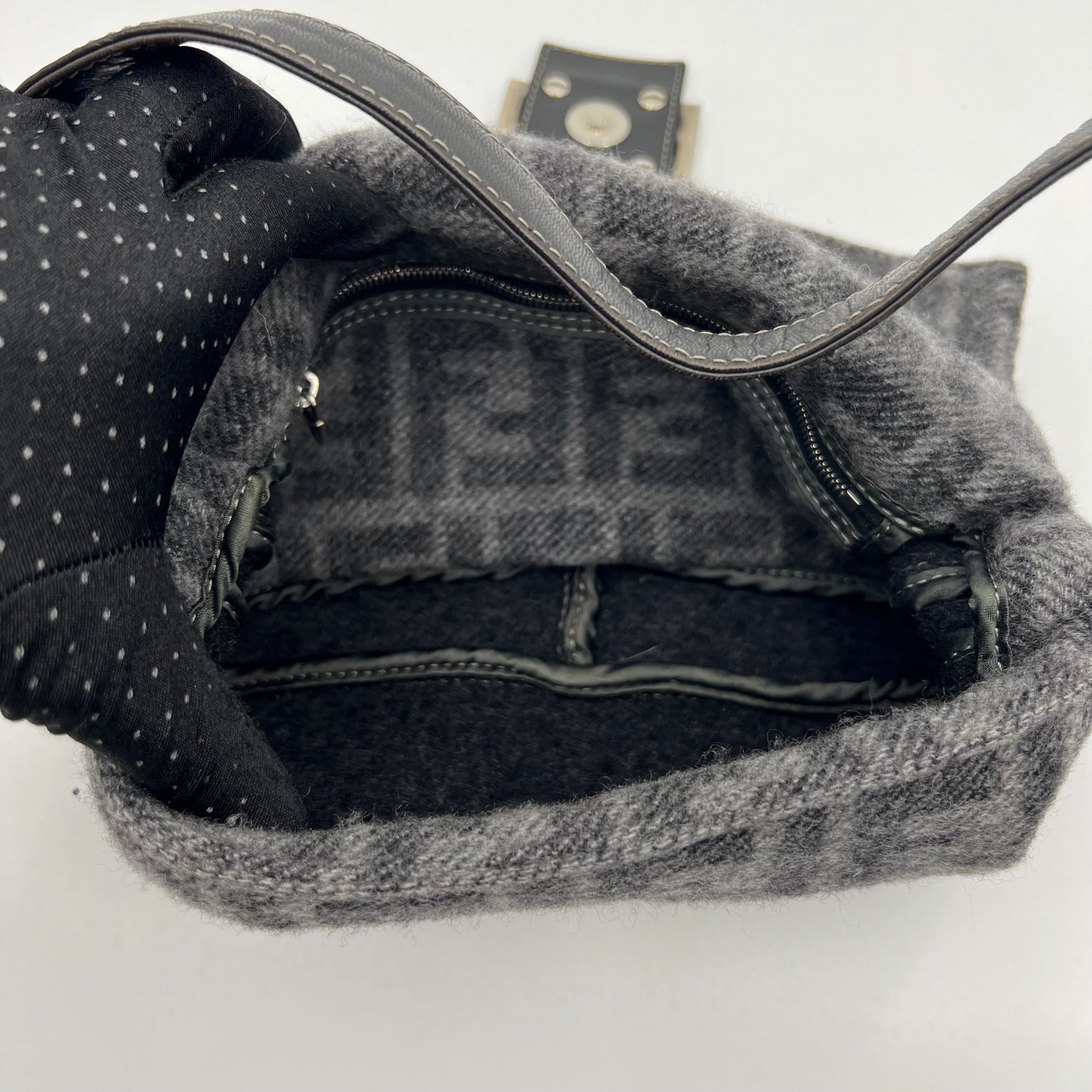 Fendi Gray Zucca Wool Baguette