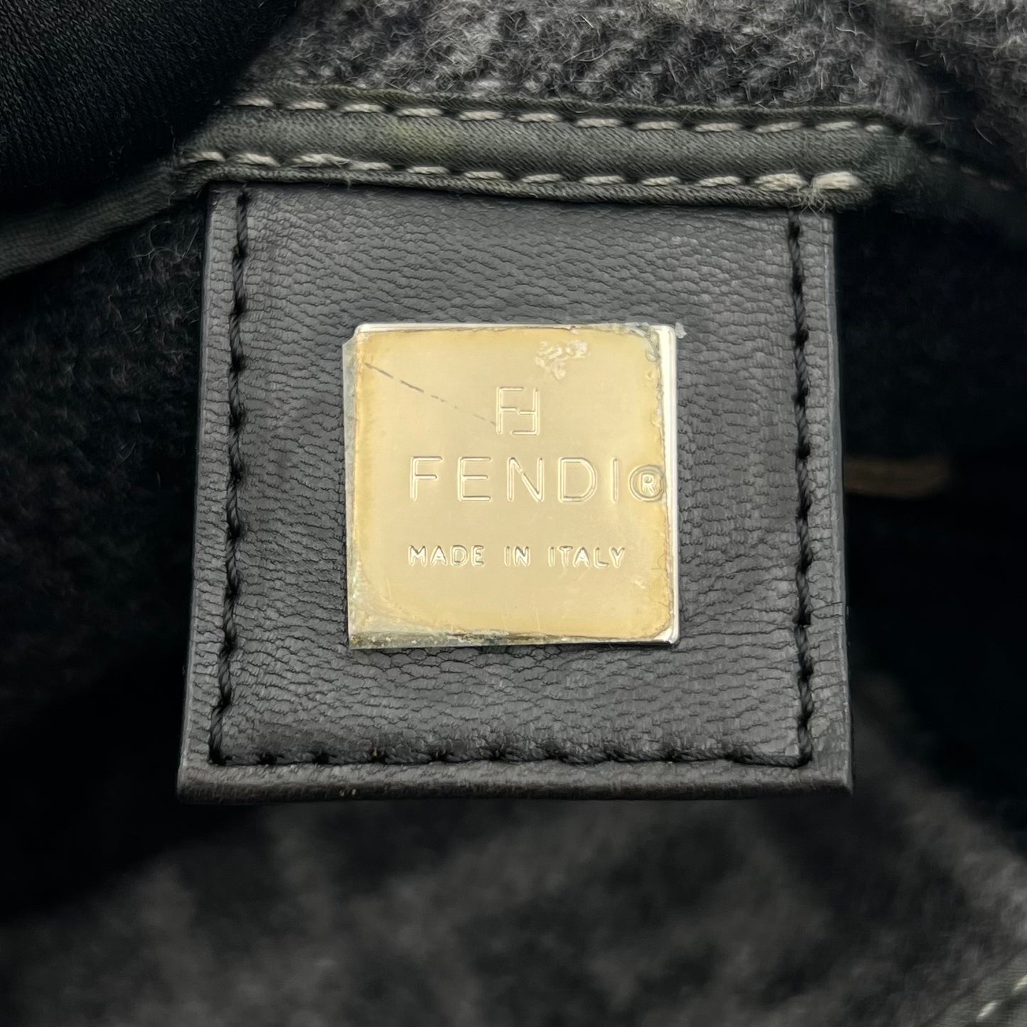 Fendi Gray Zucca Wool Baguette
