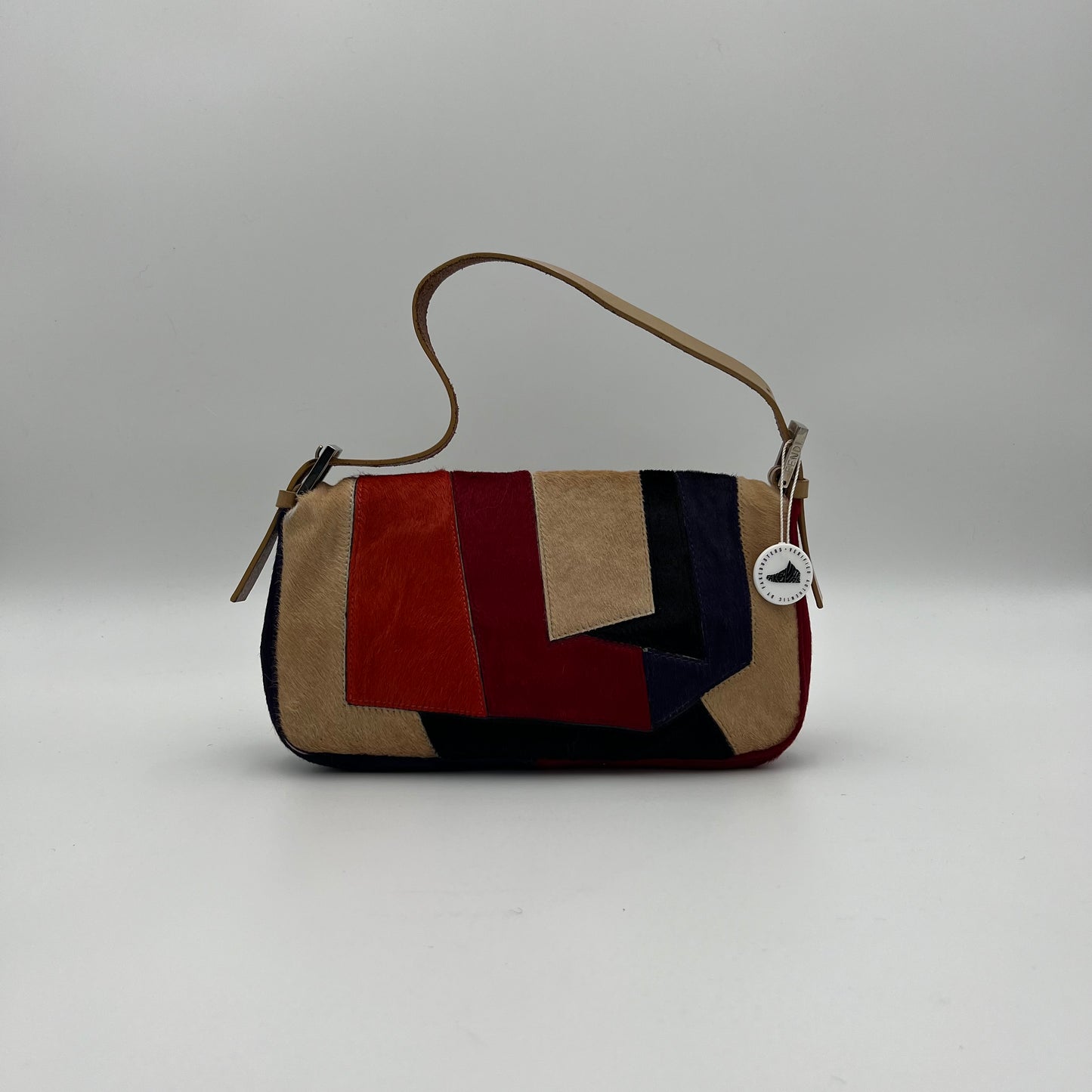 Fendi Multicolor Patchwork Pony Hair Baguette