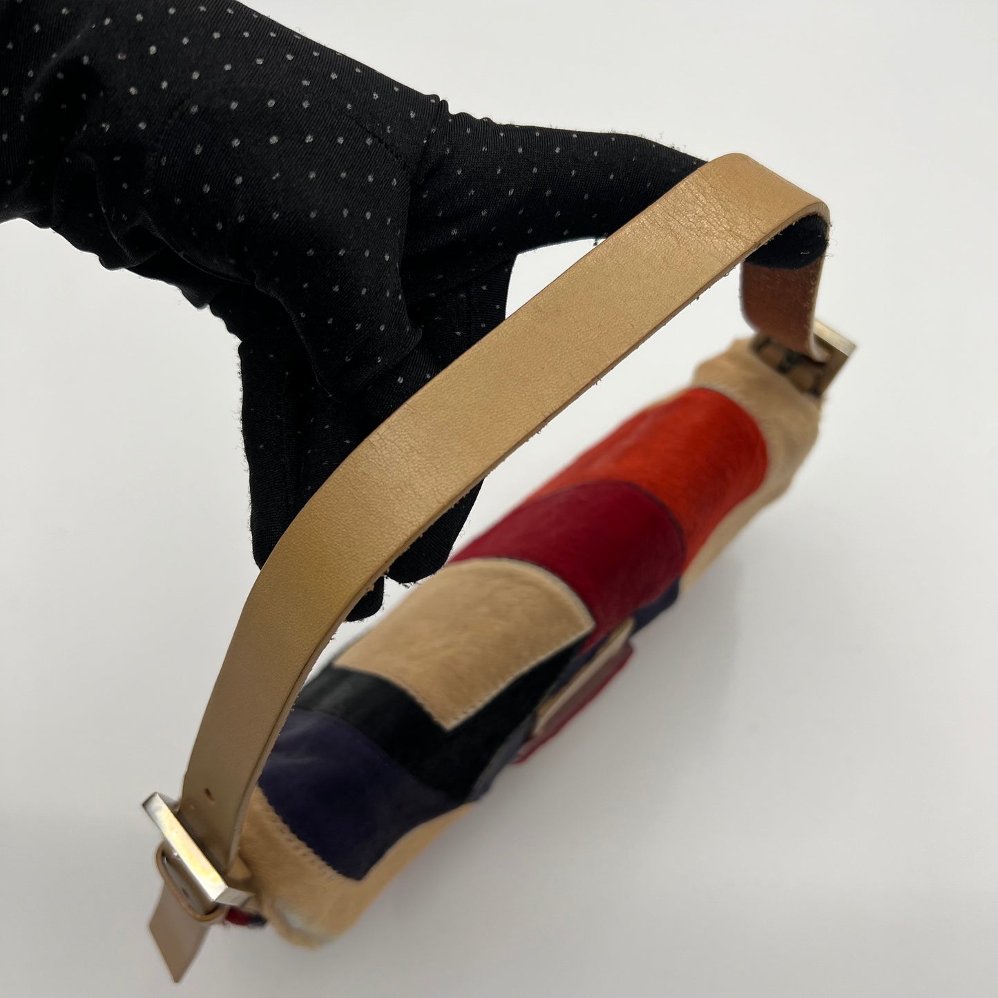 Fendi Multicolor Patchwork Pony Hair Baguette