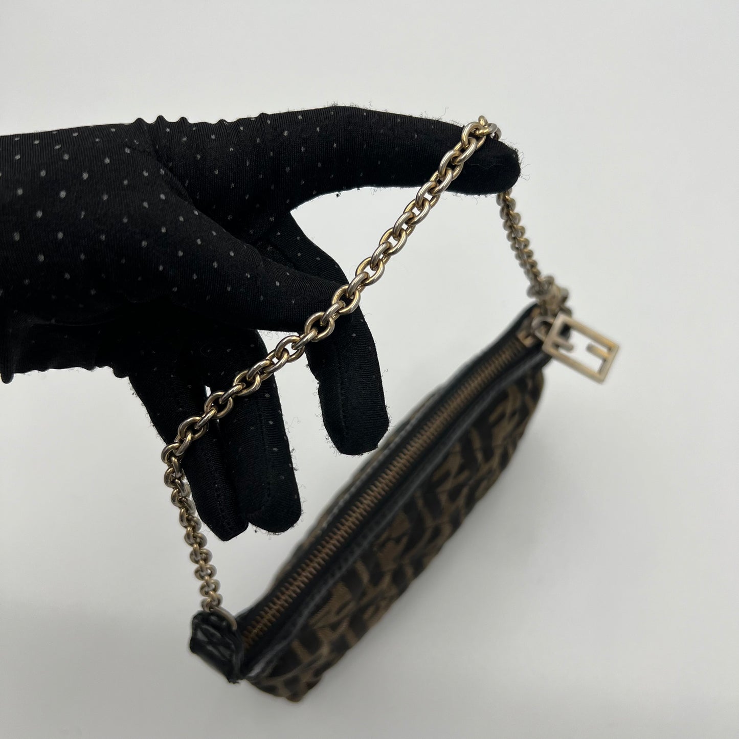 Fendi Quilted Tobacco Zucca Chain Pochette