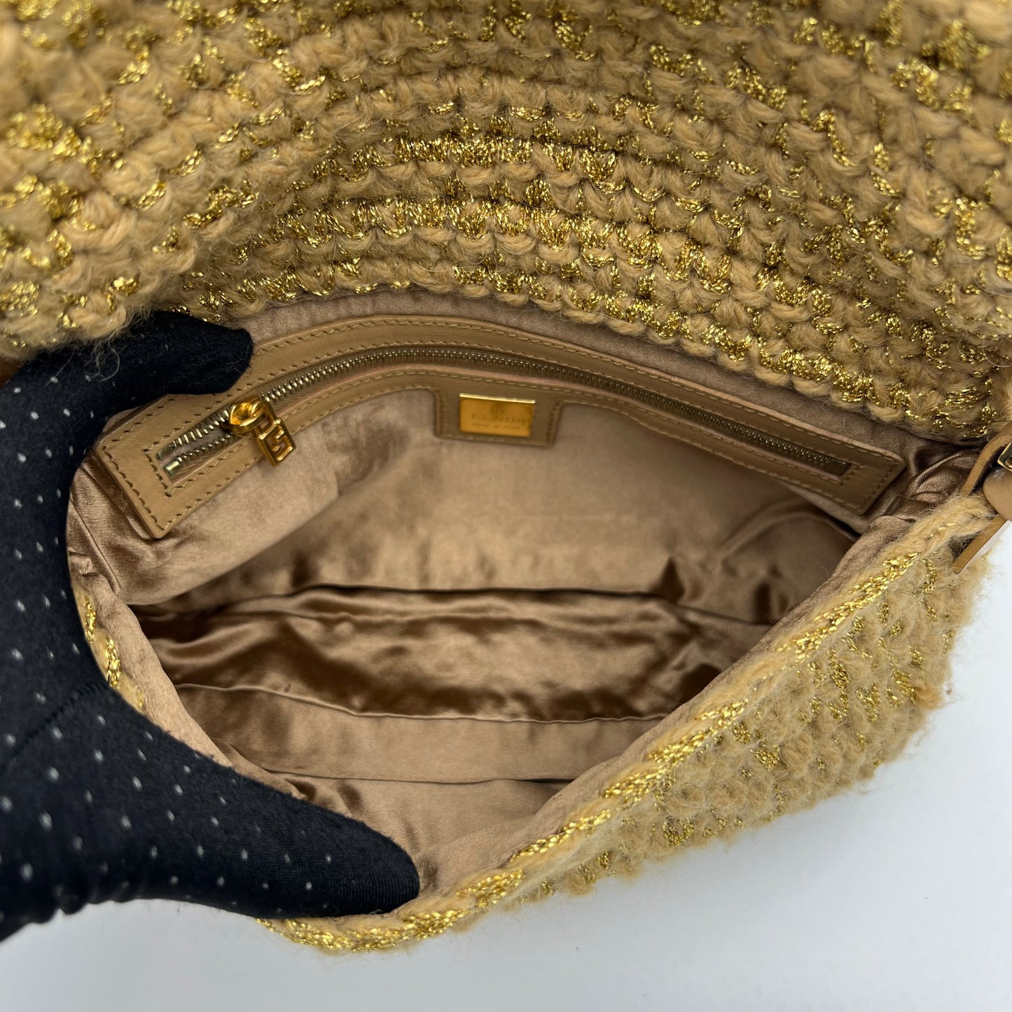 Fendi Yellow Crochet Baguette