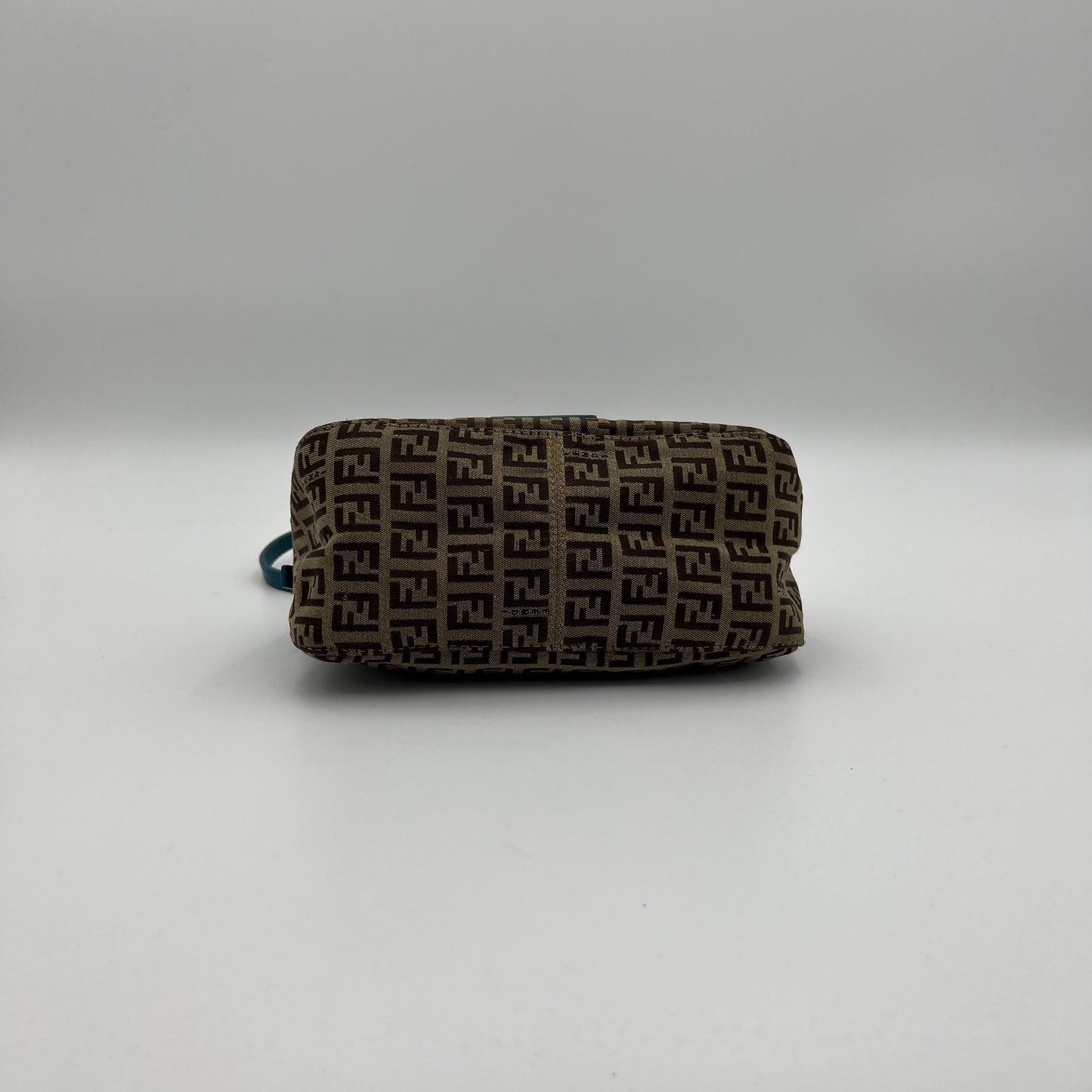 Fendi Brown Zucchino Blue Leather Mini Baguette