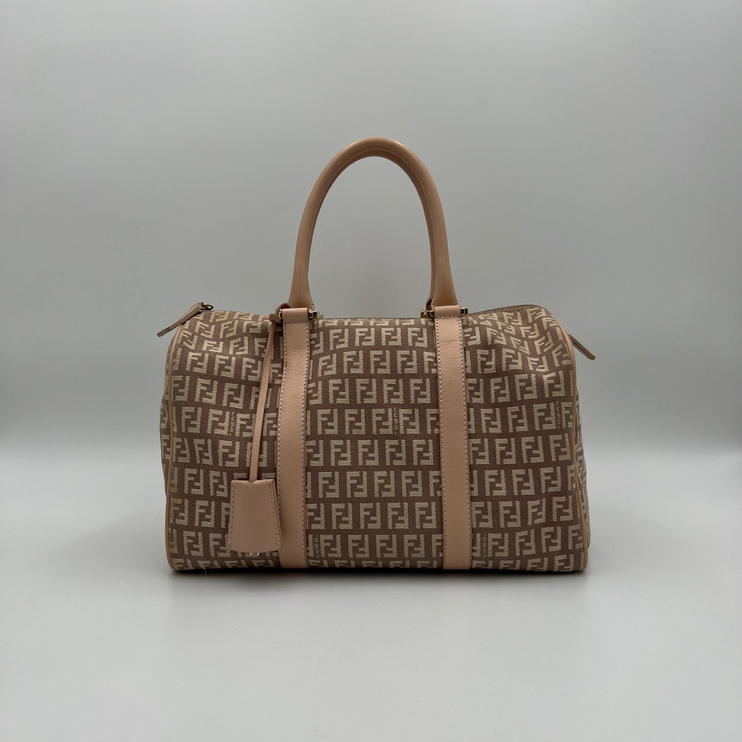 Fendi Pink Zucchino Canvas and Leather Boston