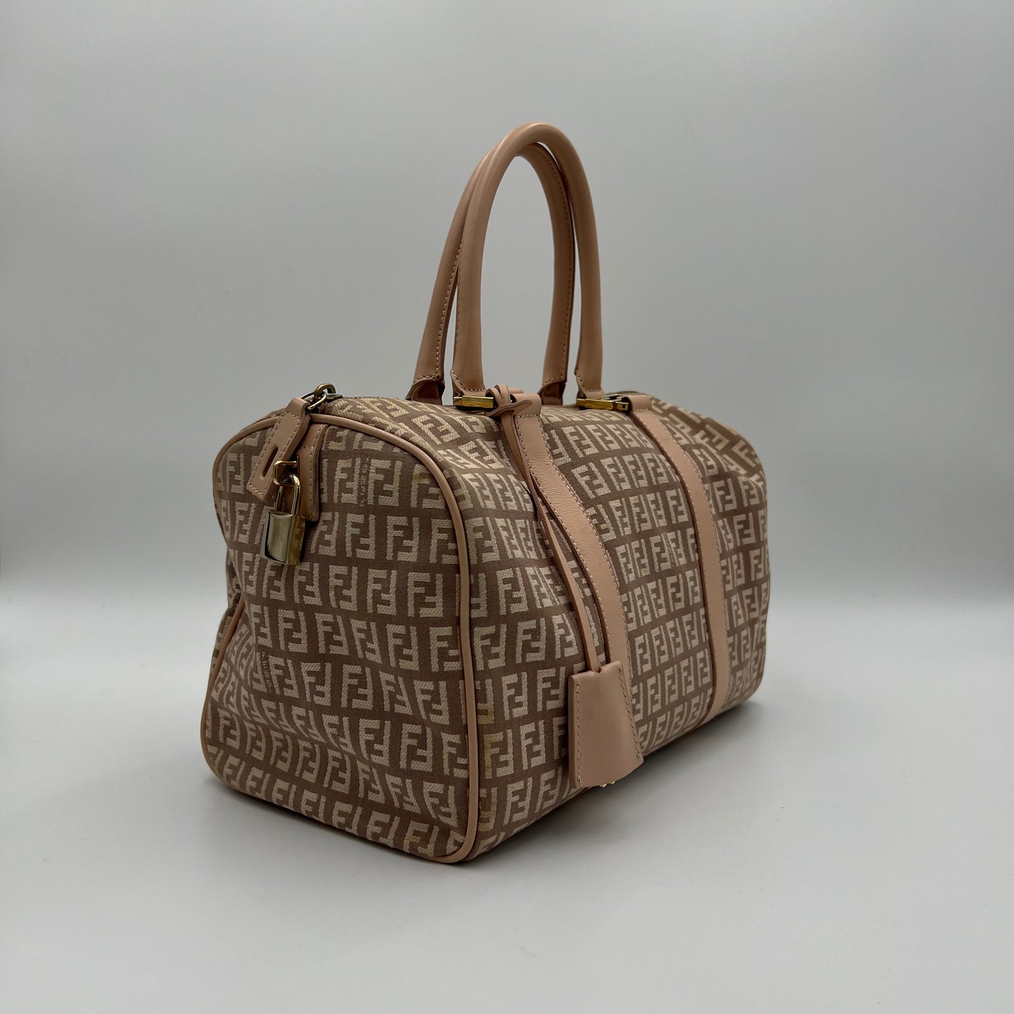 Fendi Pink Zucchino Canvas and Leather Boston