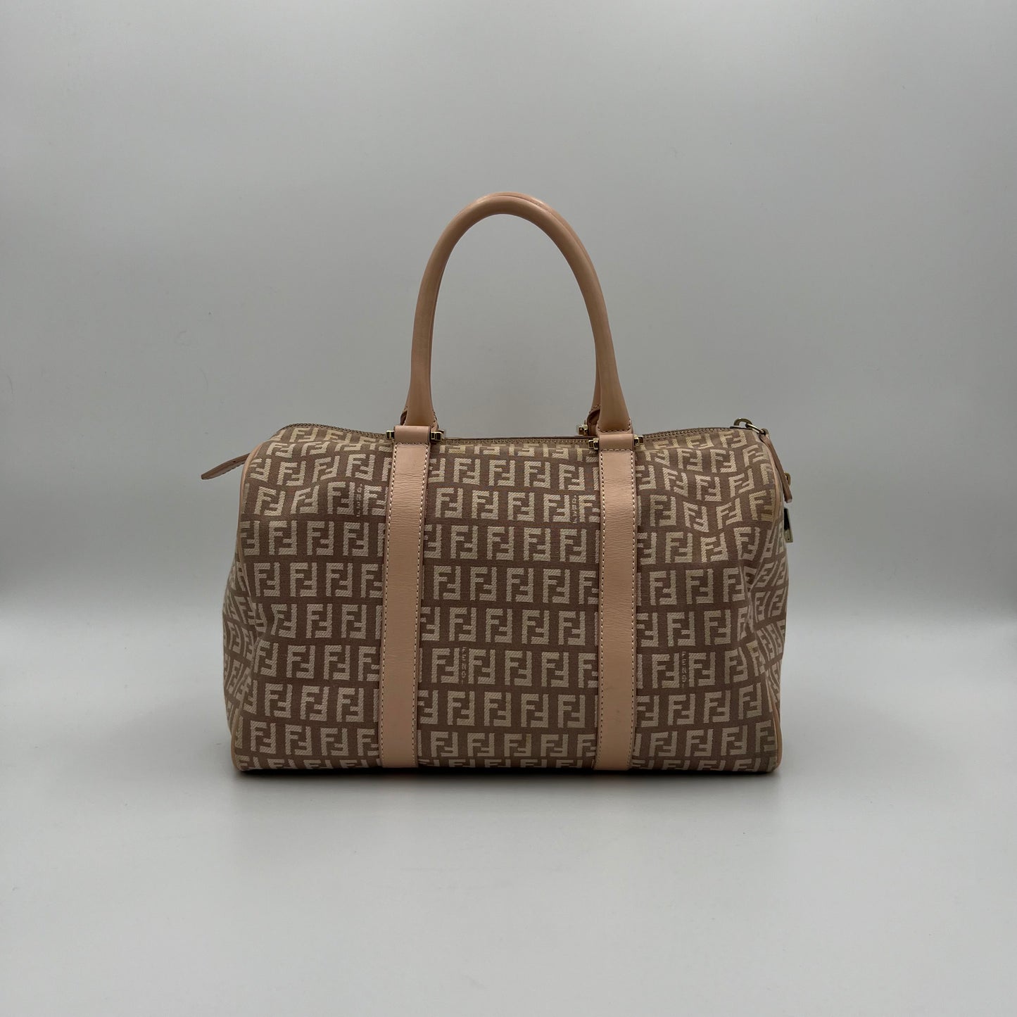 Fendi Pink Zucchino Canvas and Leather Boston