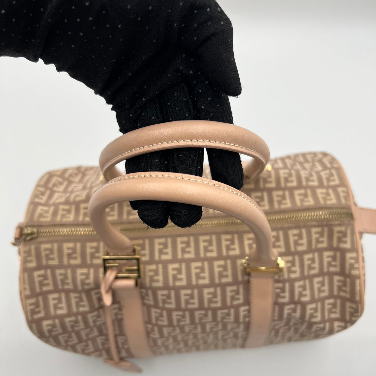 Fendi Pink Zucchino Canvas and Leather Boston
