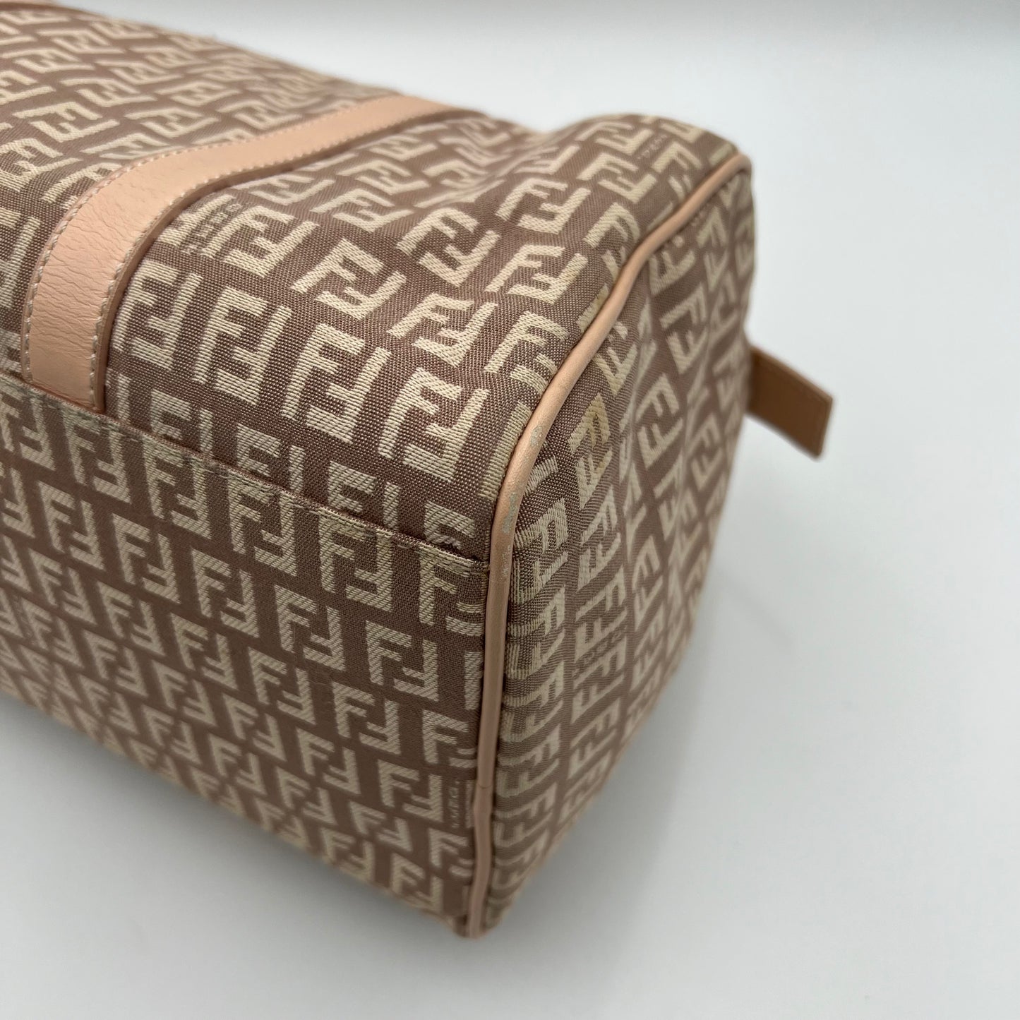Fendi Pink Zucchino Canvas and Leather Boston