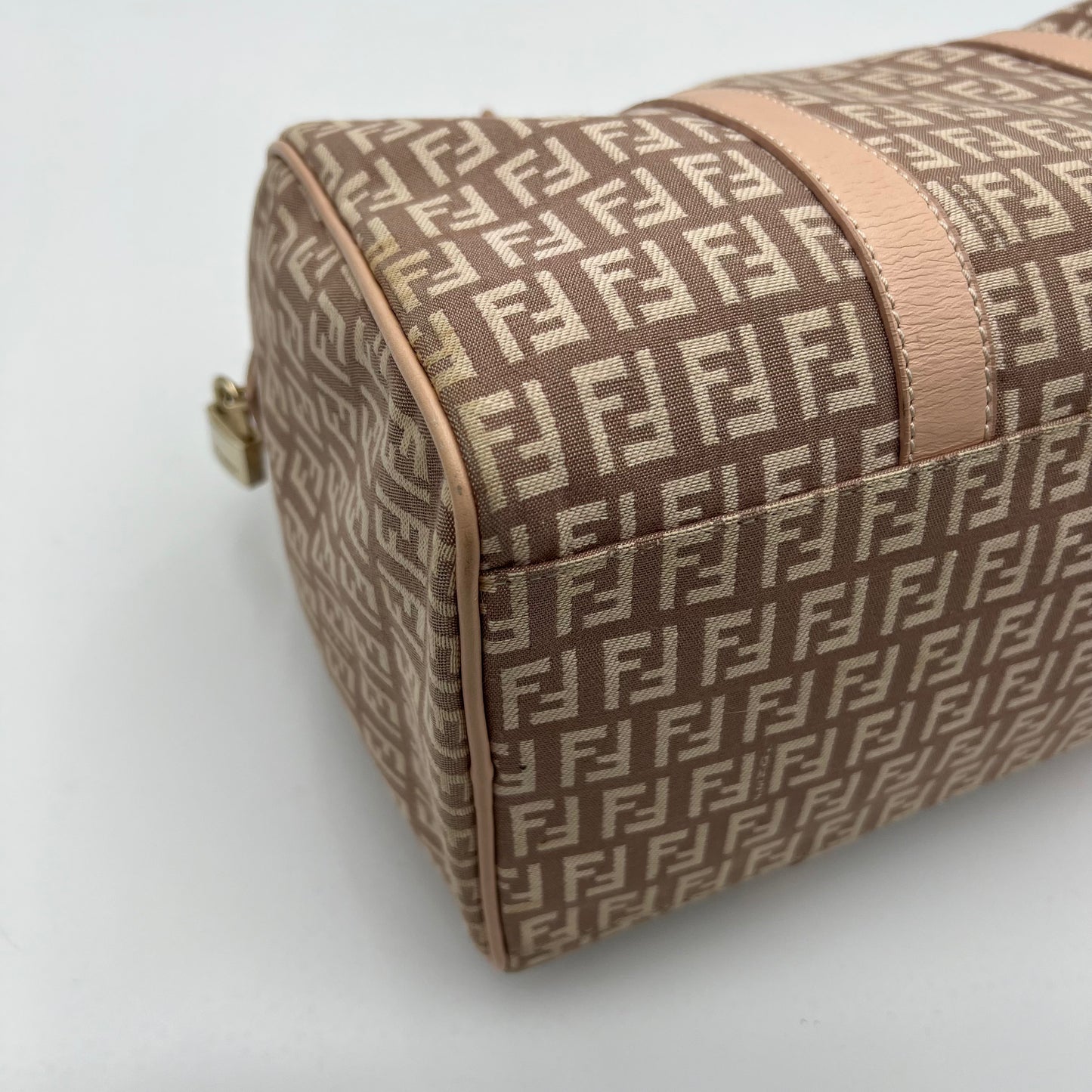 Fendi Pink Zucchino Canvas and Leather Boston