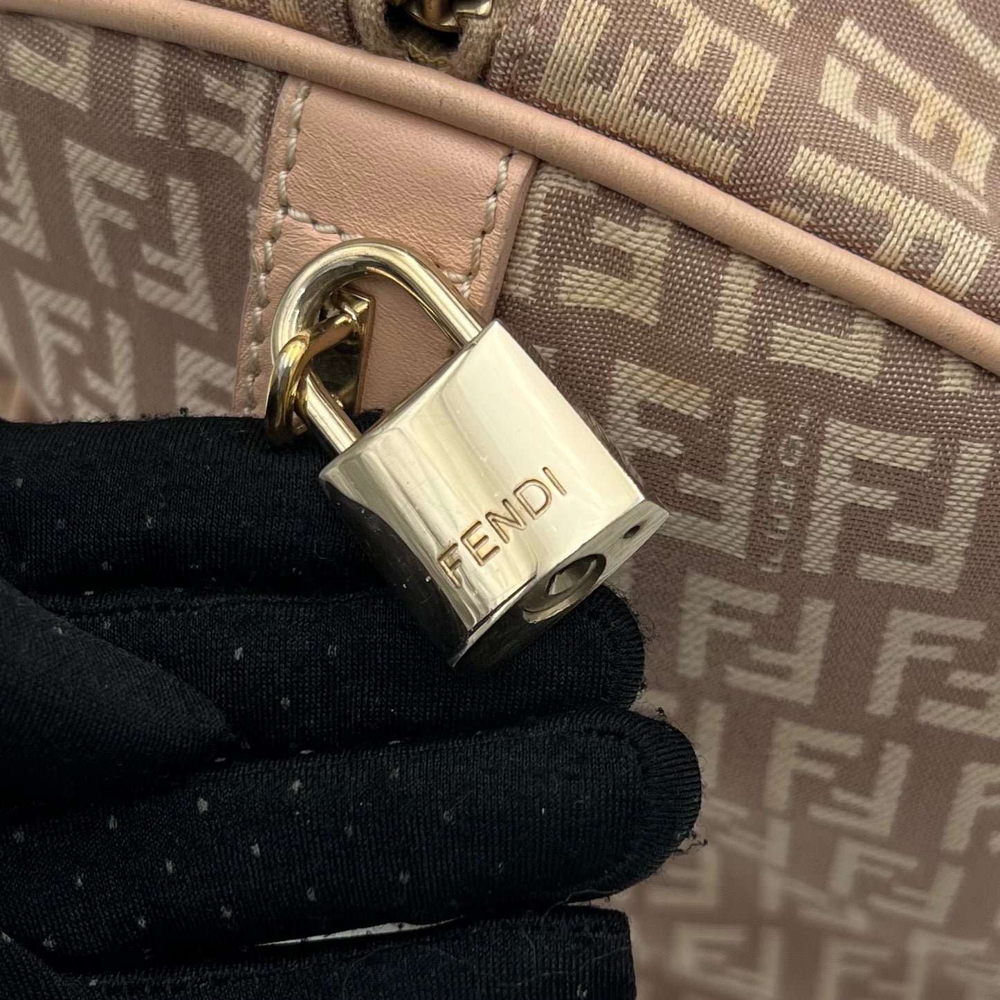 Fendi Pink Zucchino Canvas and Leather Boston