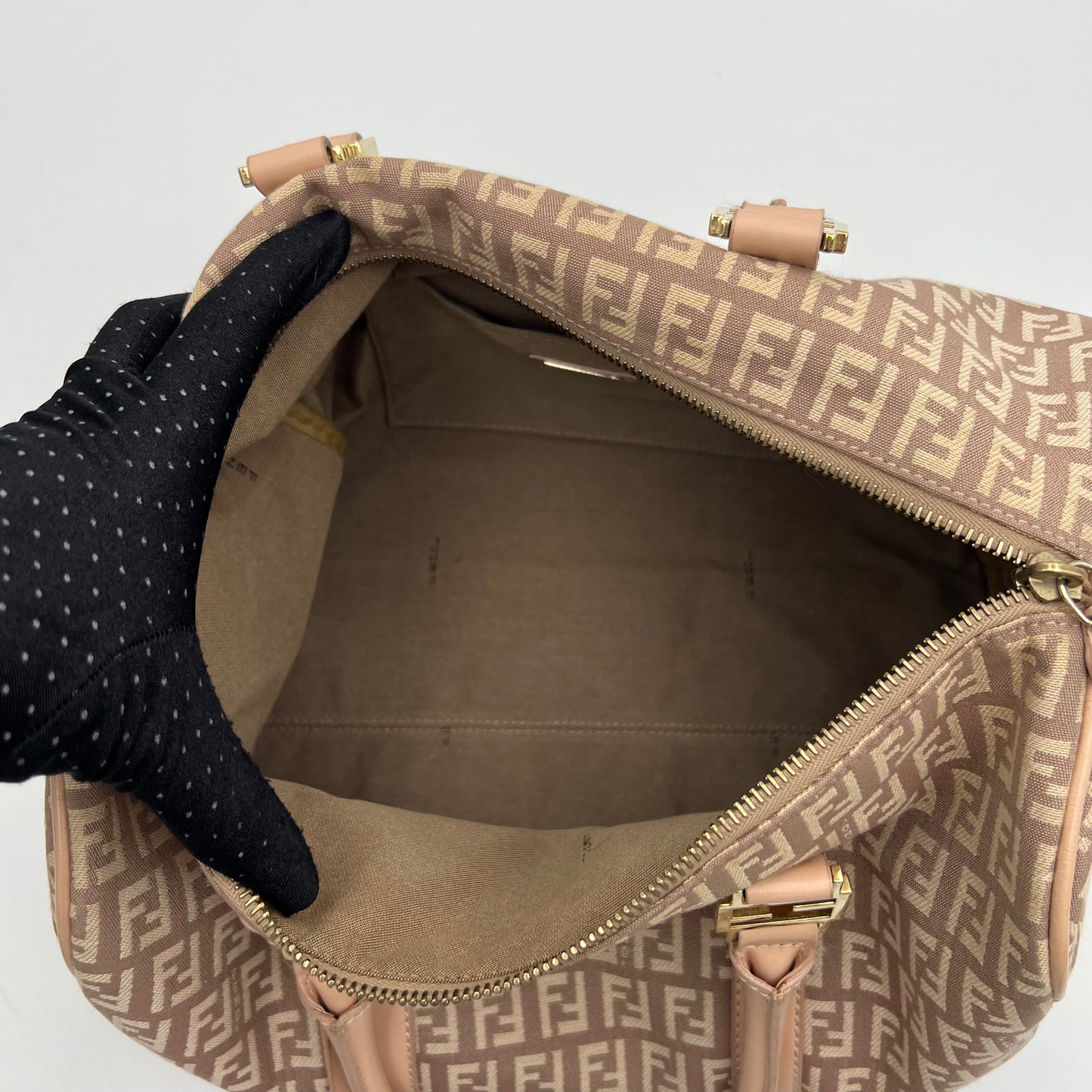 Fendi Pink Zucchino Canvas and Leather Boston