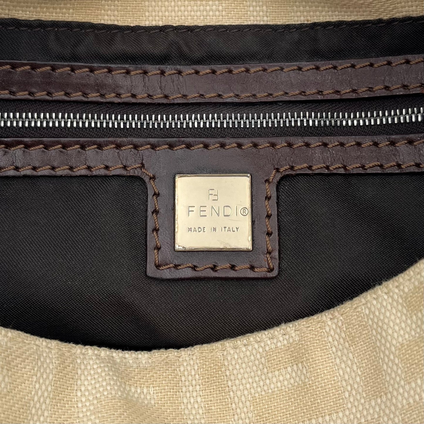 Fendi Ivory Zucca Mamma Baguette