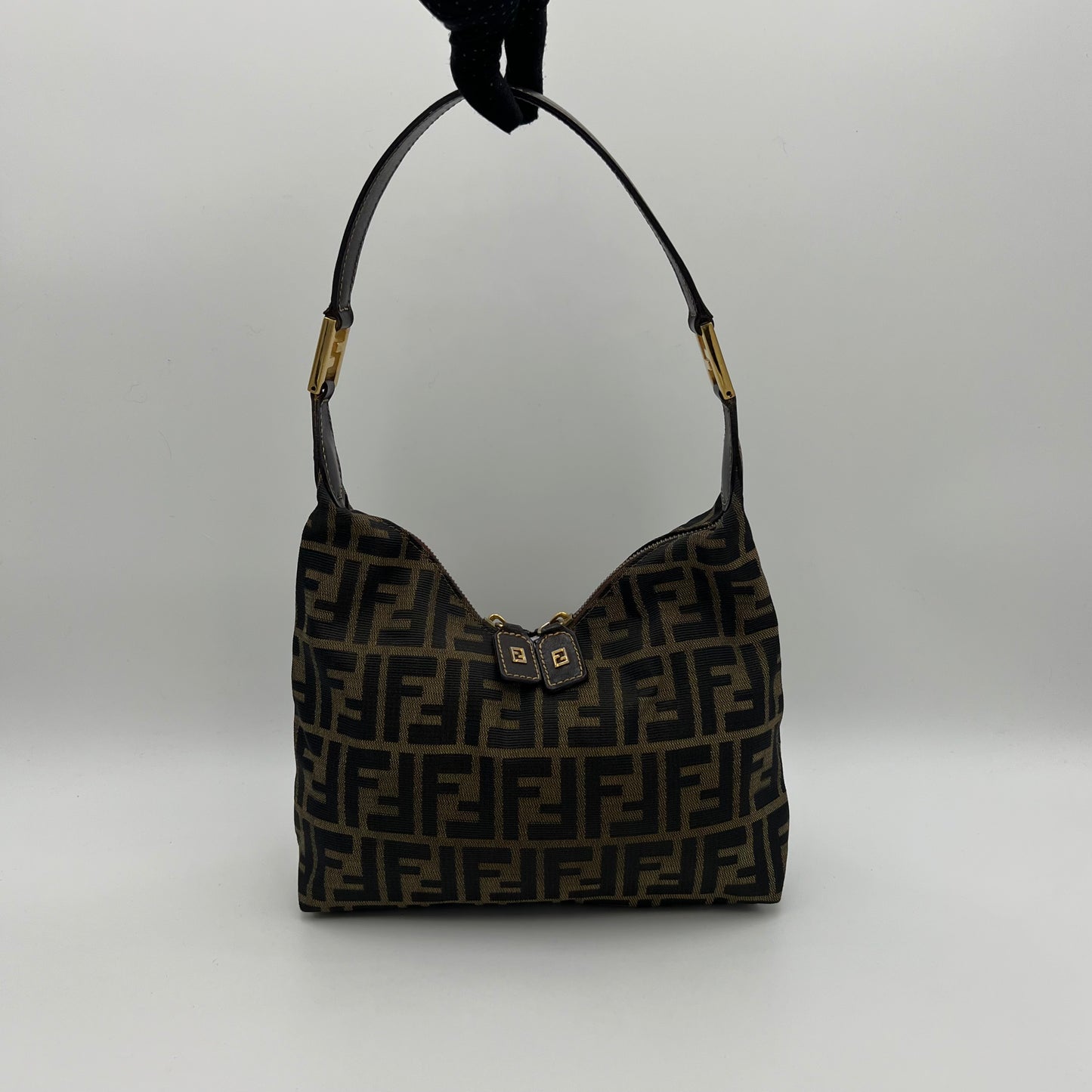 Fendi Tobacco Zucca V Hobo Shoulder Bag