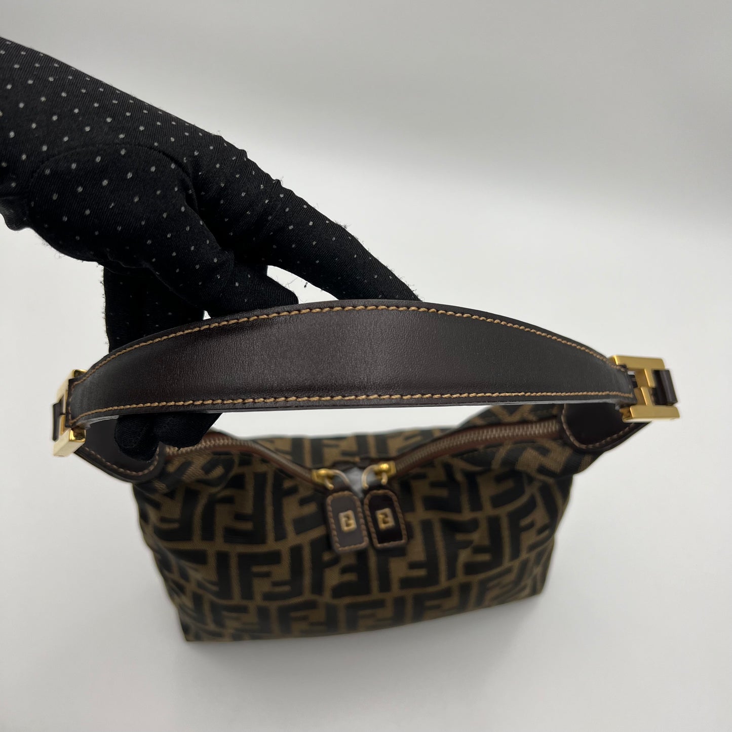 Fendi Tobacco Zucca V Hobo Shoulder Bag
