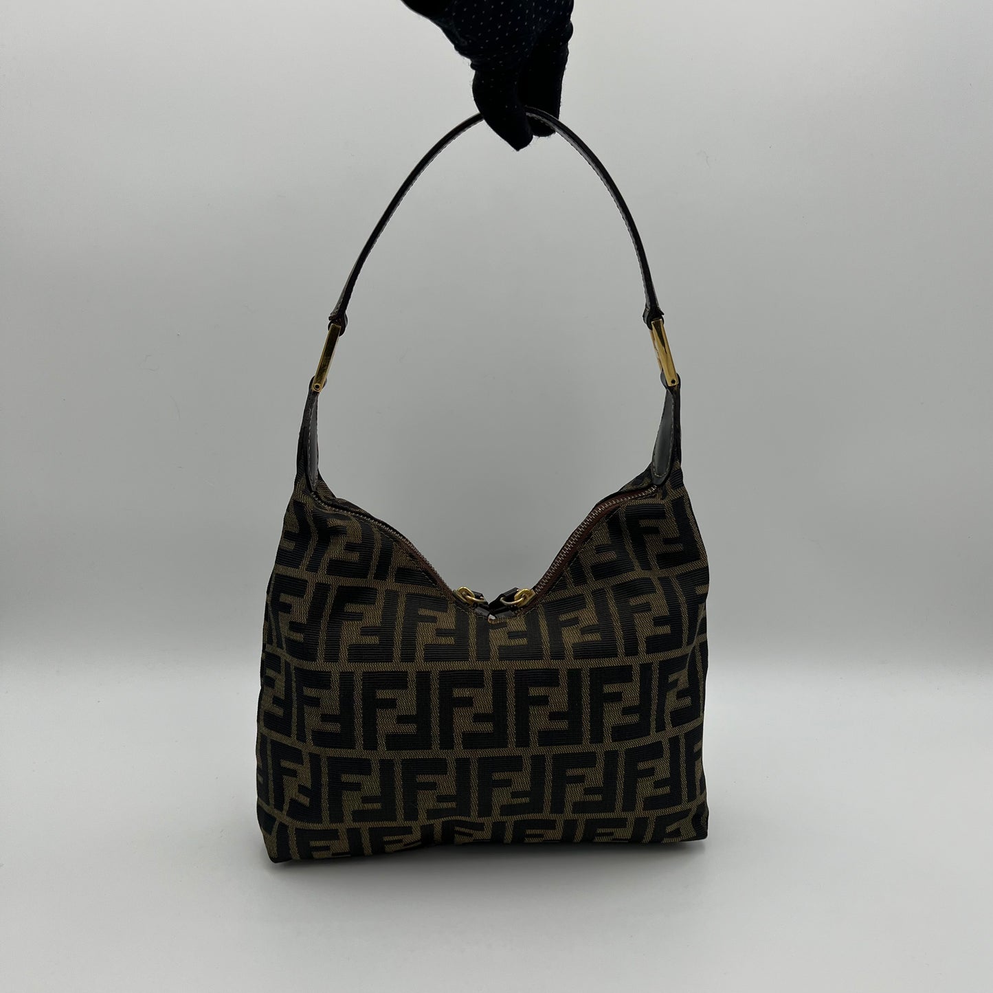 Fendi Tobacco Zucca V Hobo Shoulder Bag