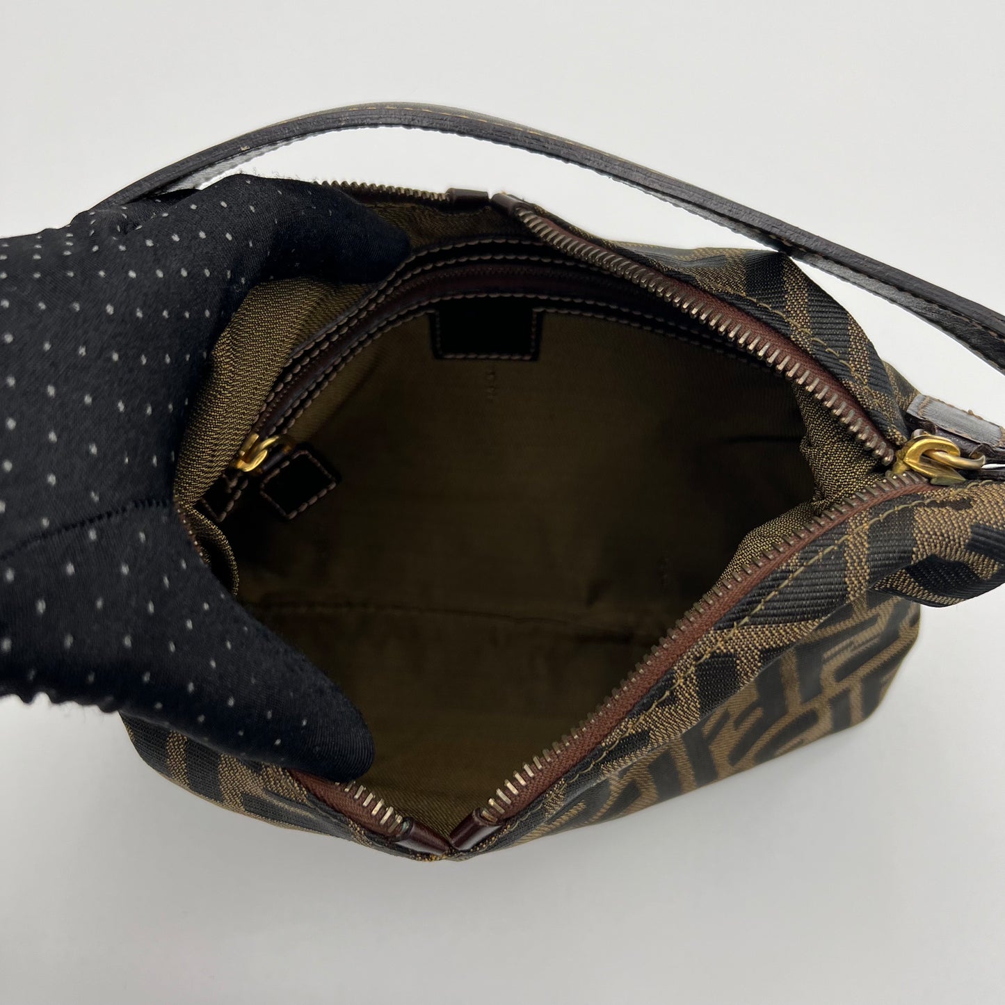 Fendi Tobacco Zucca V Hobo Shoulder Bag