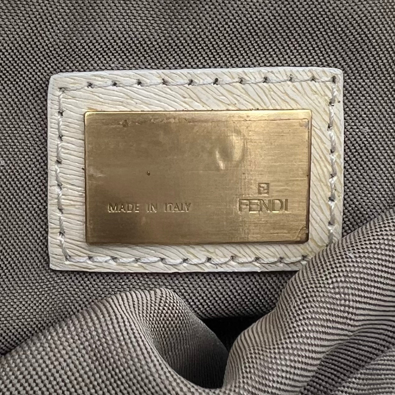 Fendi Beige Zucca White Leather Shoulder Bag