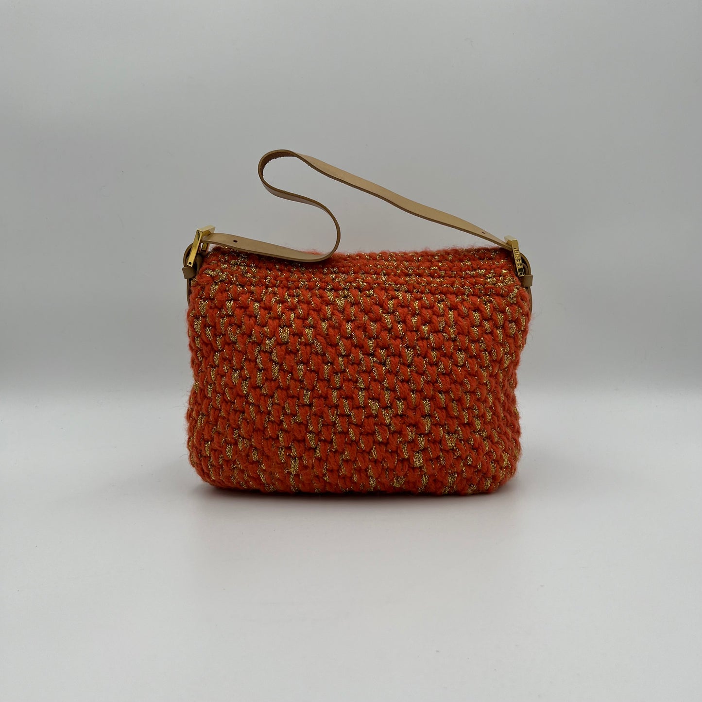 Fendi Orange Crochet Mamma Baguette