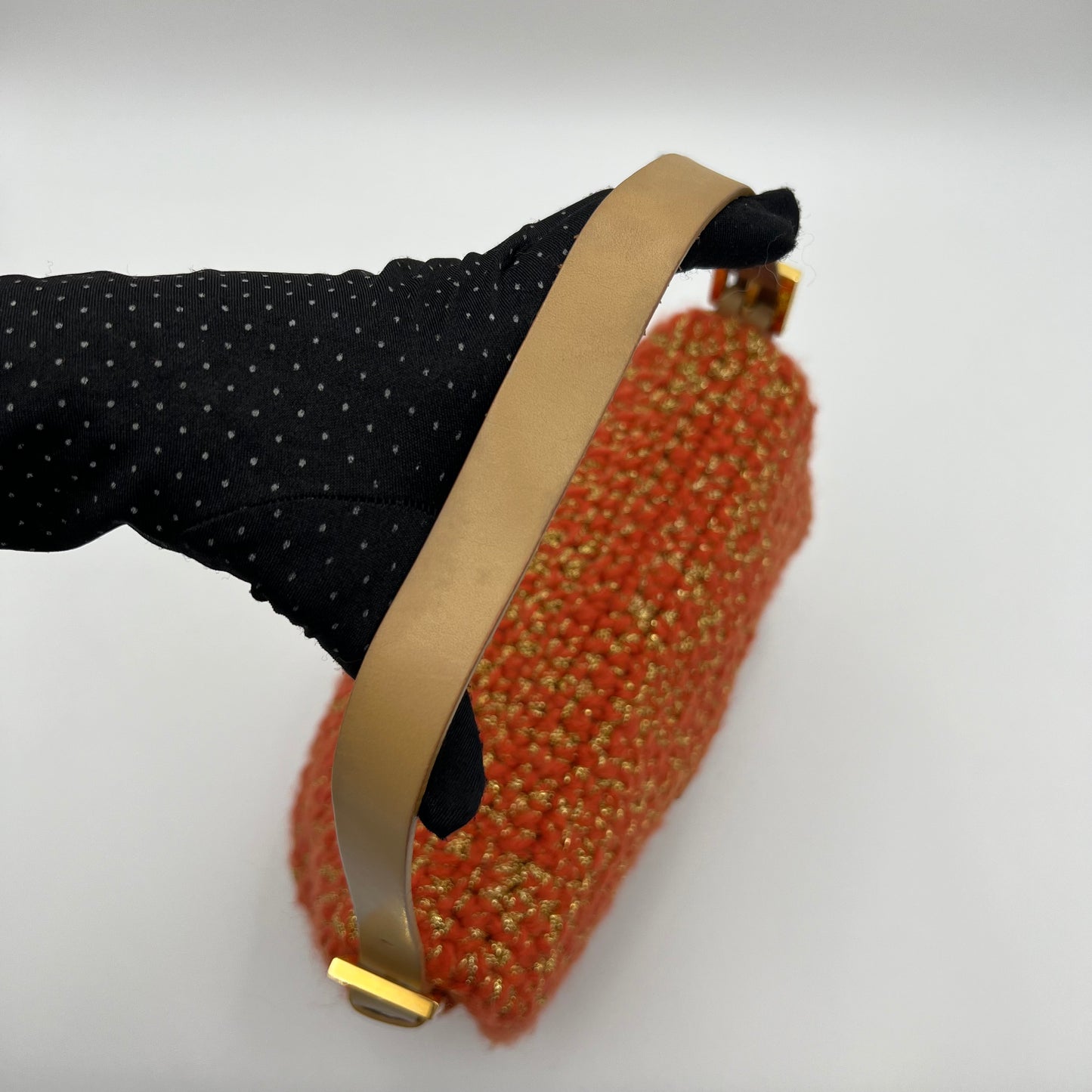 Fendi Orange Crochet Mamma Baguette
