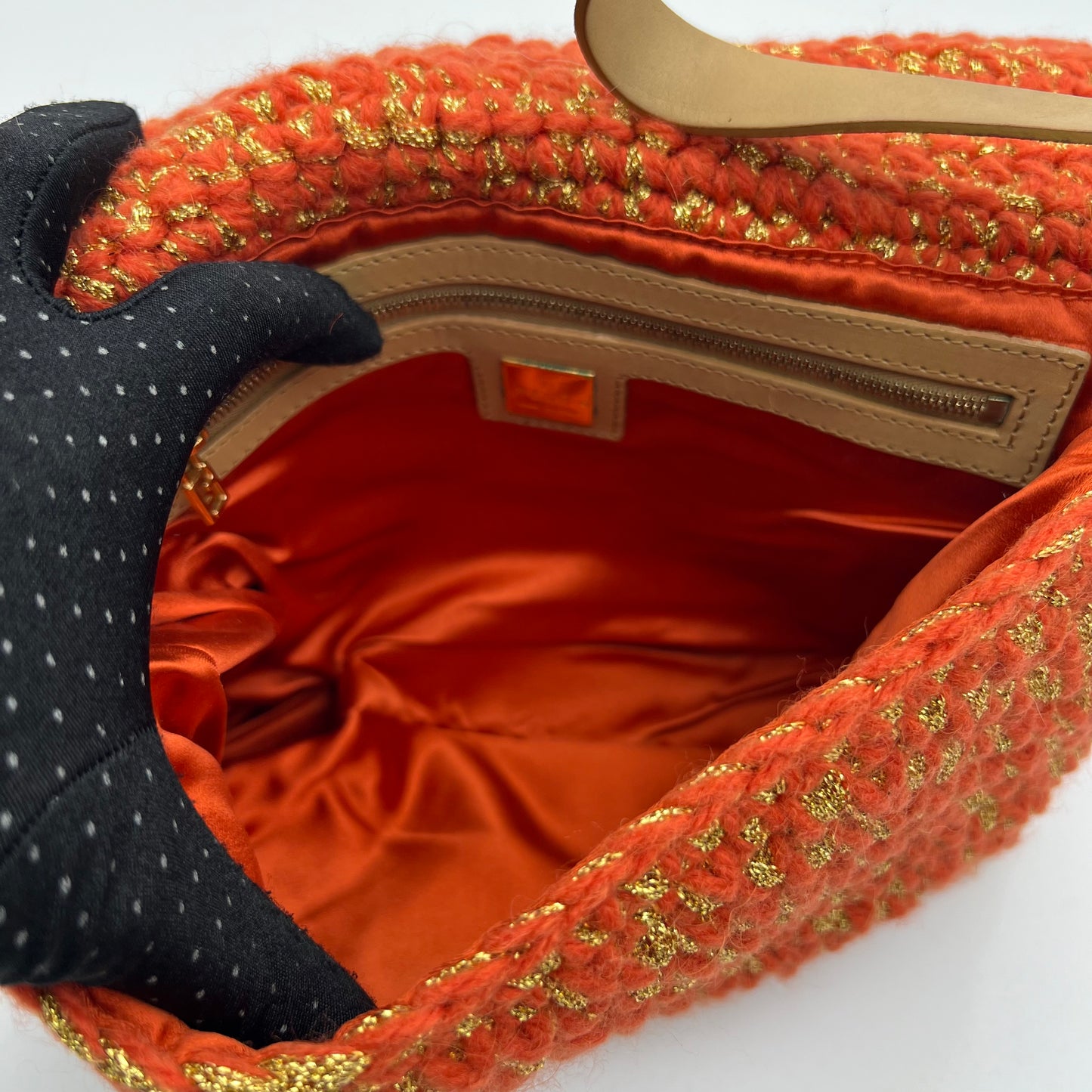 Fendi Orange Crochet Mamma Baguette