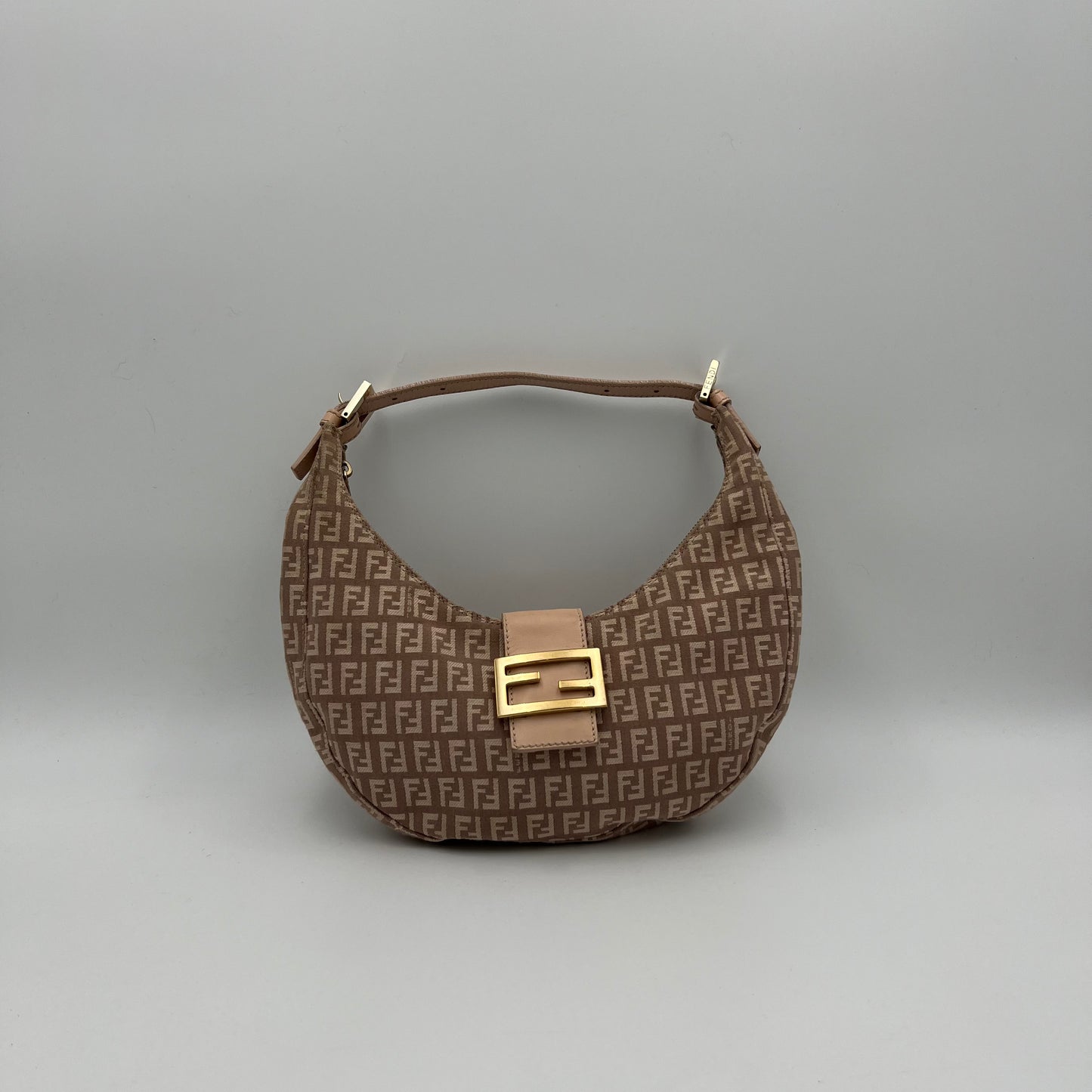 Fendi Pink Zucchino Croissant Hobo Baguette