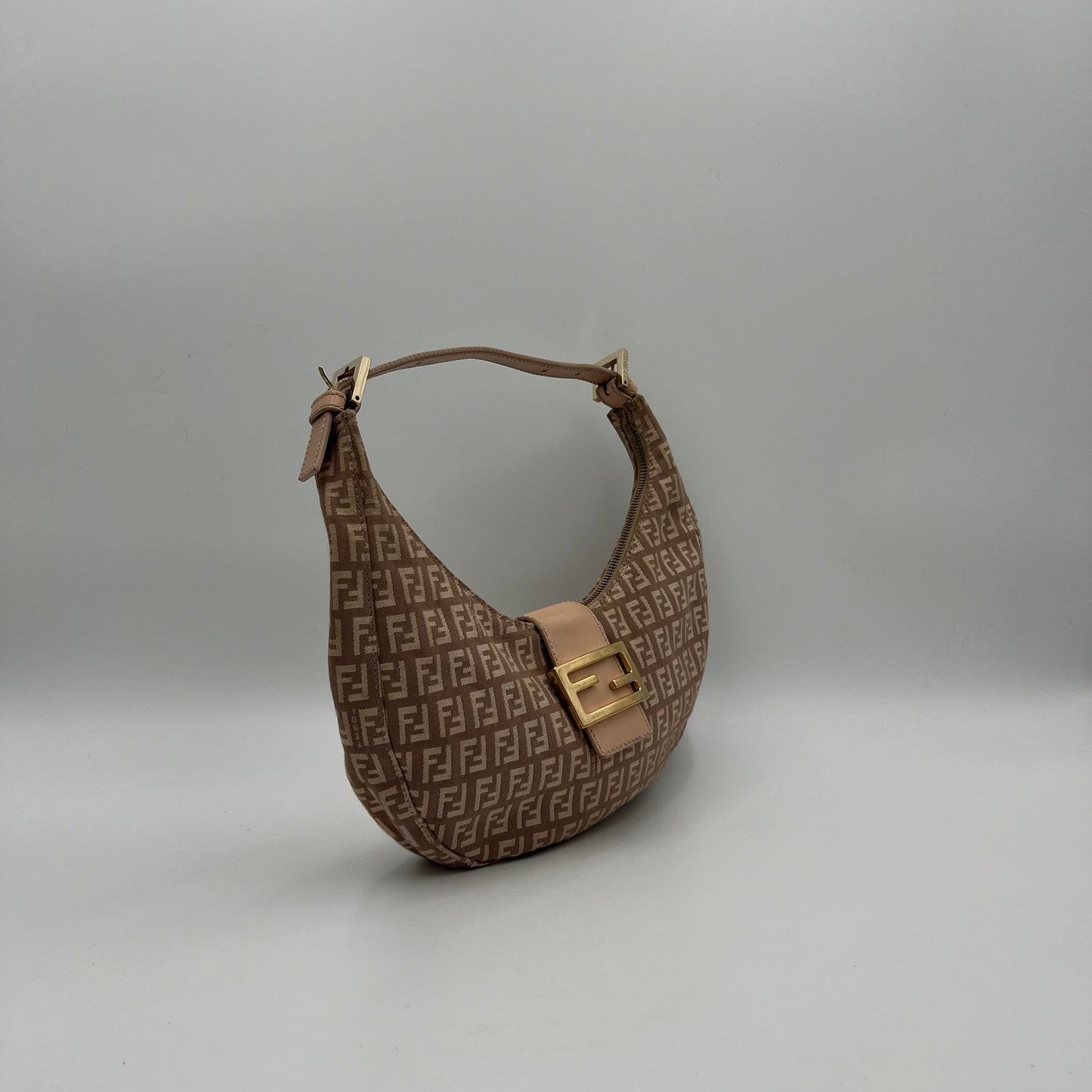 Fendi Pink Zucchino Croissant Hobo Baguette