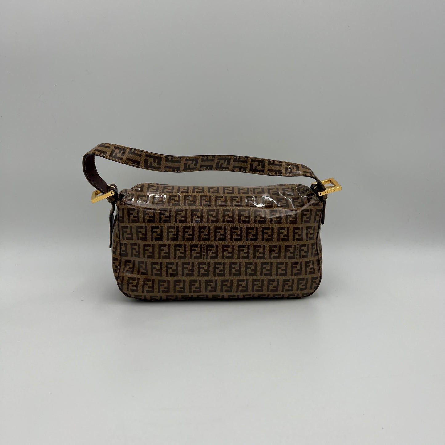 Fendi Brown Zucchino Coated Canvas Baguette