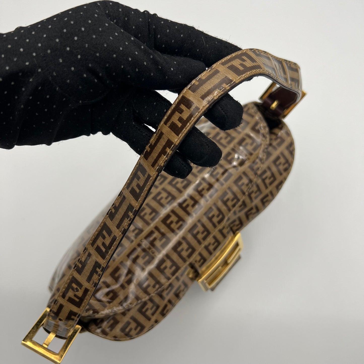 Fendi Brown Zucchino Coated Canvas Baguette