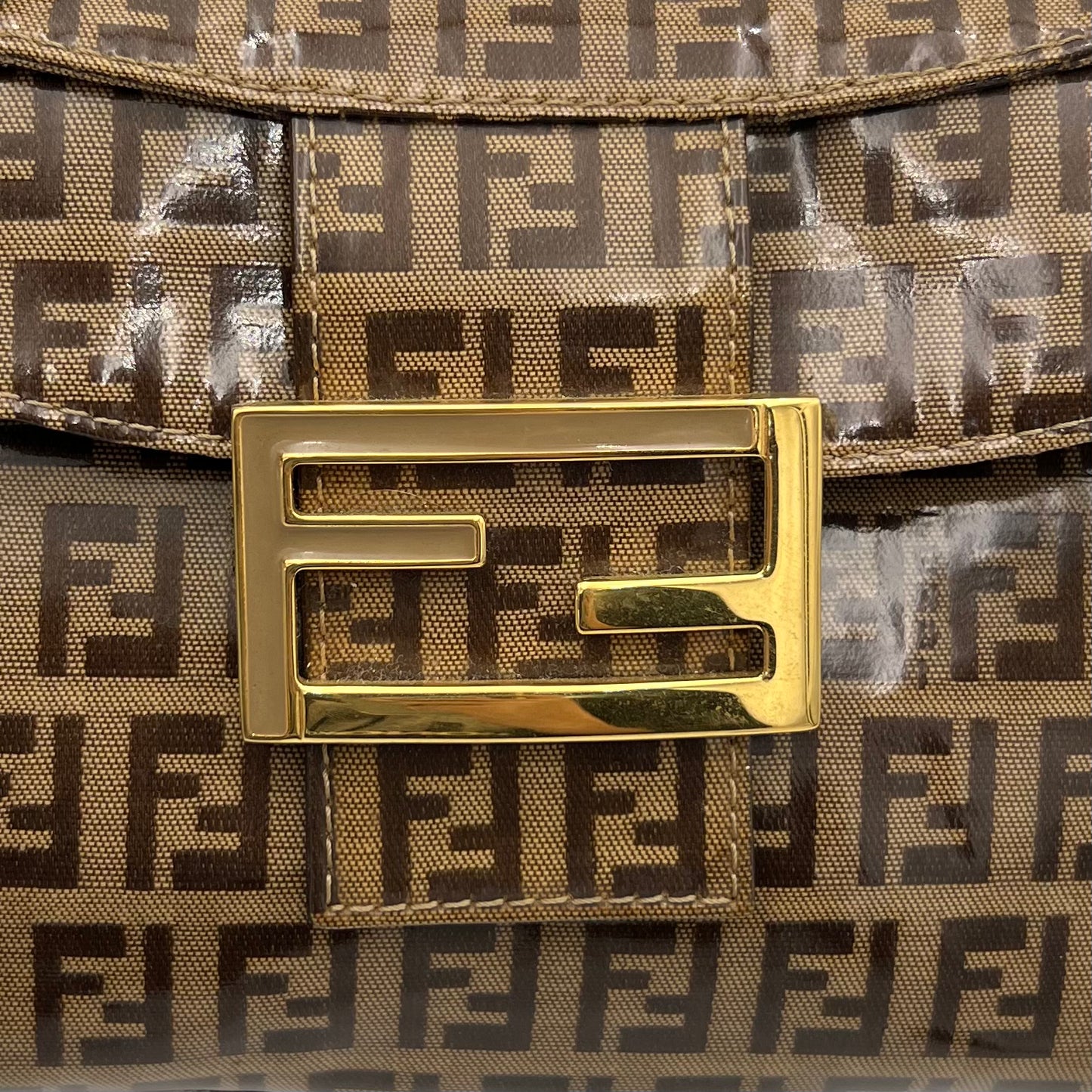 Fendi Brown Zucchino Coated Canvas Baguette