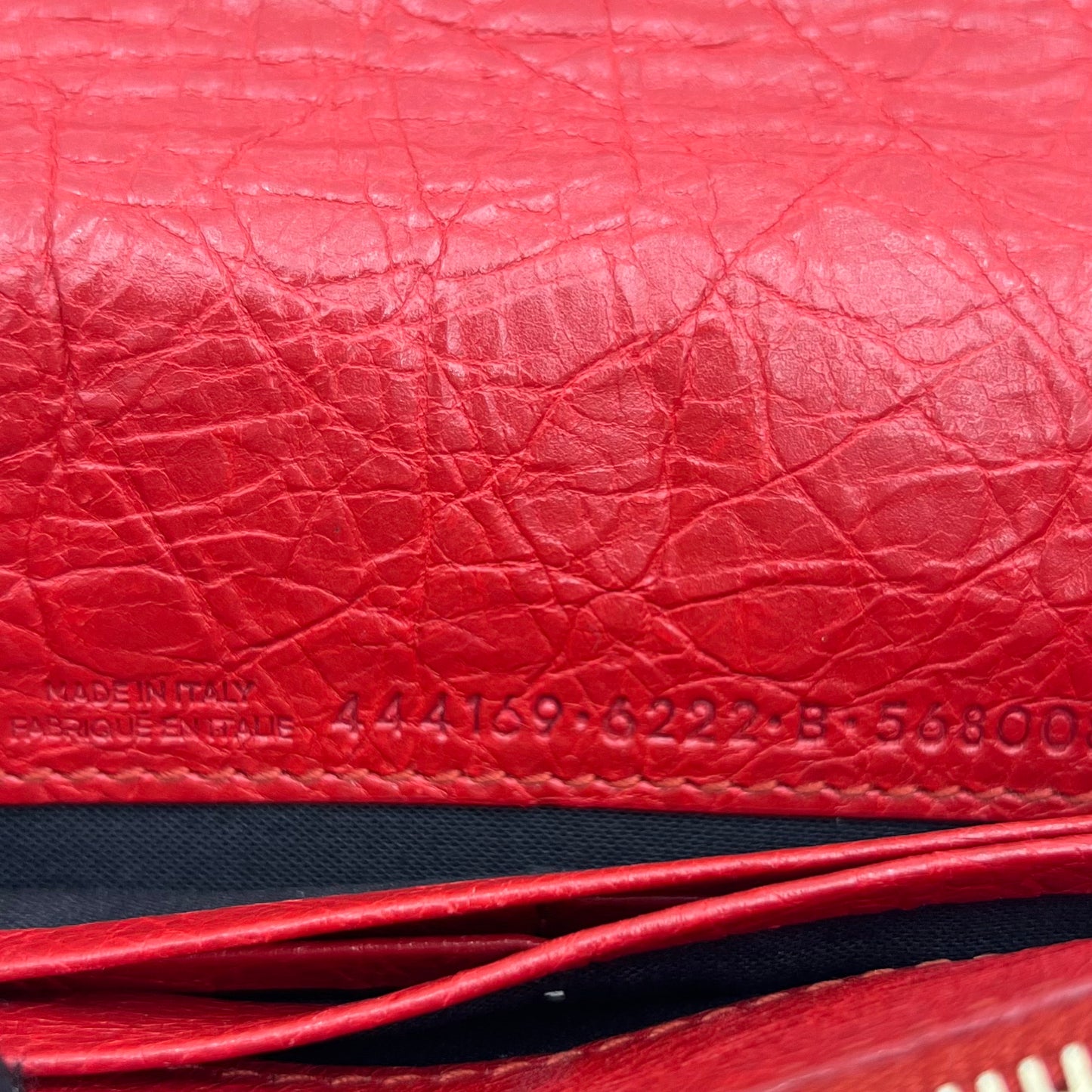 Balenciaga Red Leather Metallic Edge Wallet on Chain GHW
