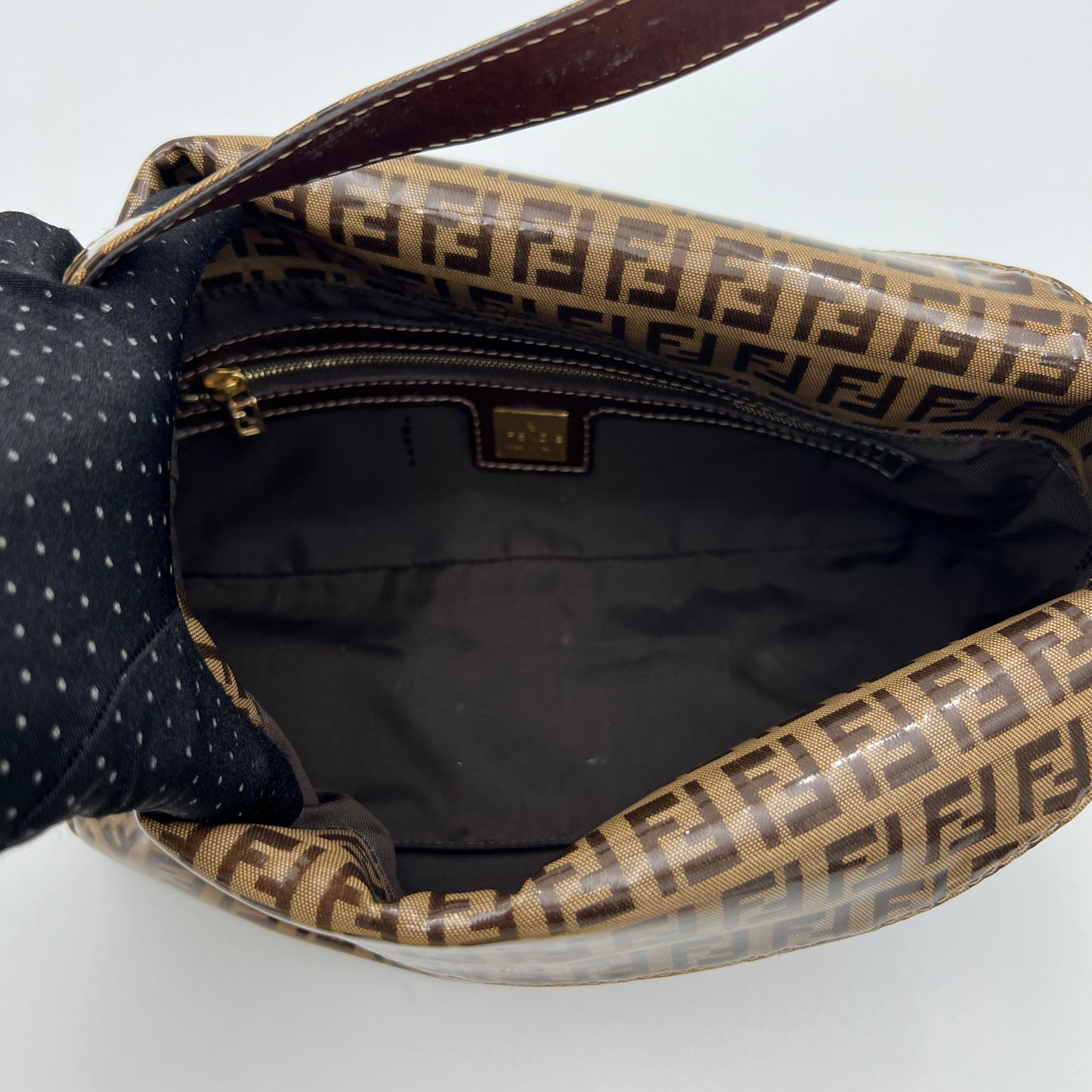 Fendi Brown Zucchino Coated Canvas Baguette