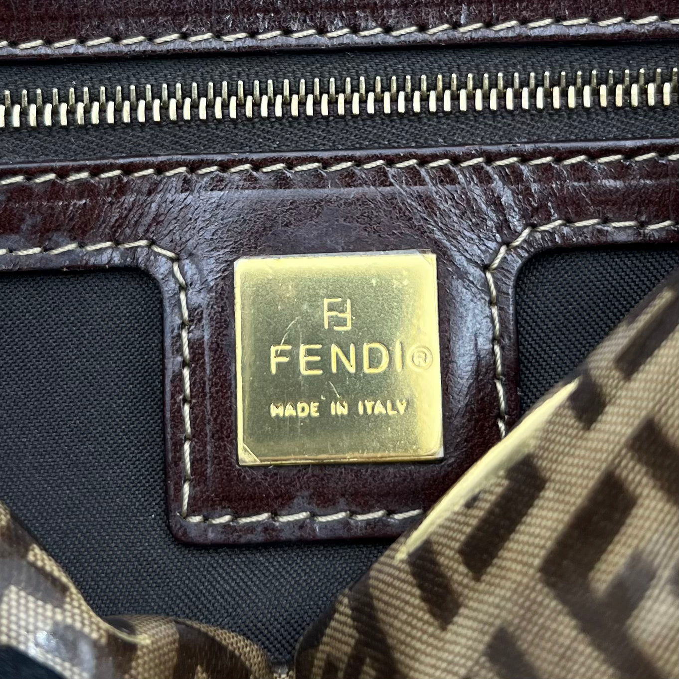 Fendi Brown Zucchino Coated Canvas Baguette