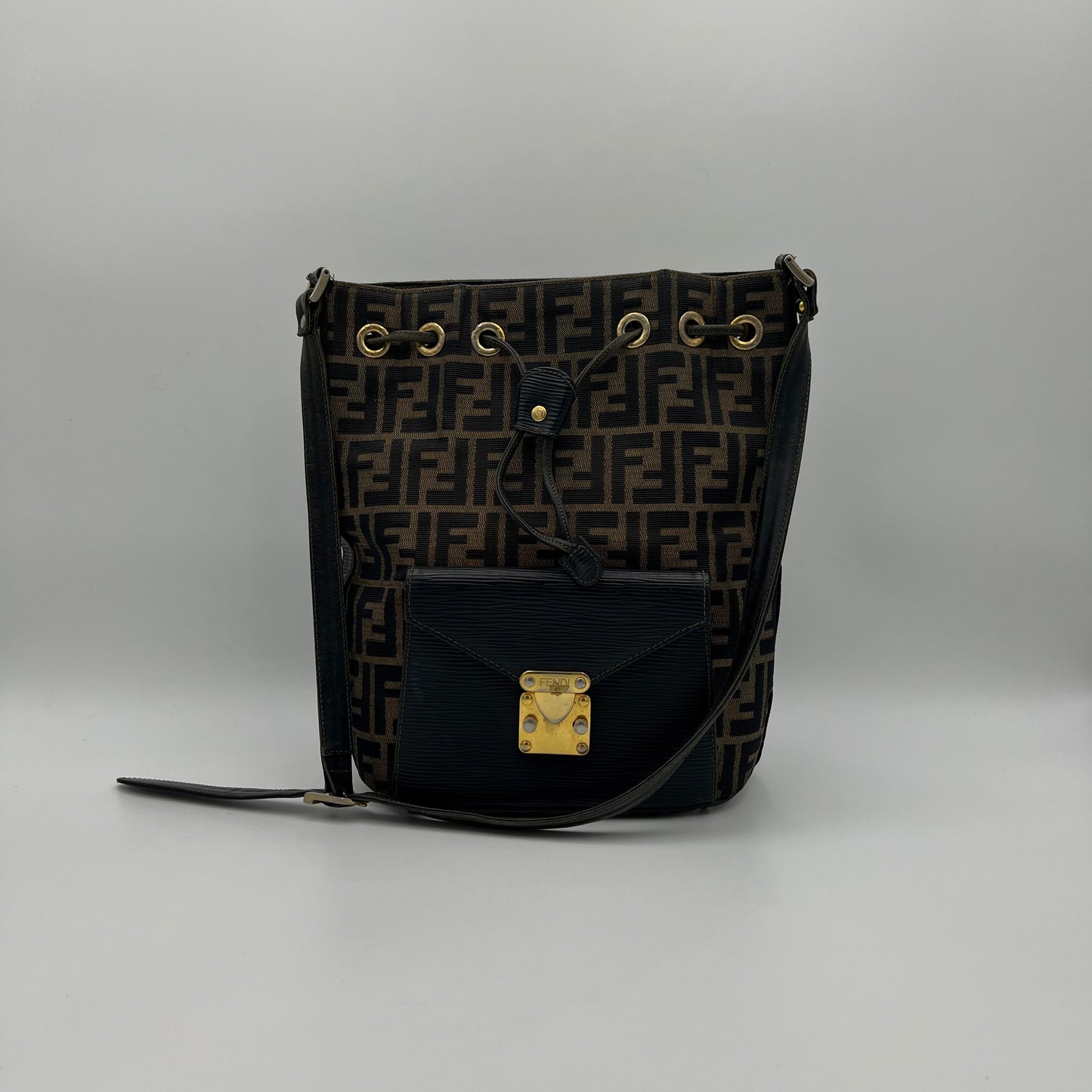 Fendi Tobacco Zucca Mamma Mon Tresor Bucket Bag
