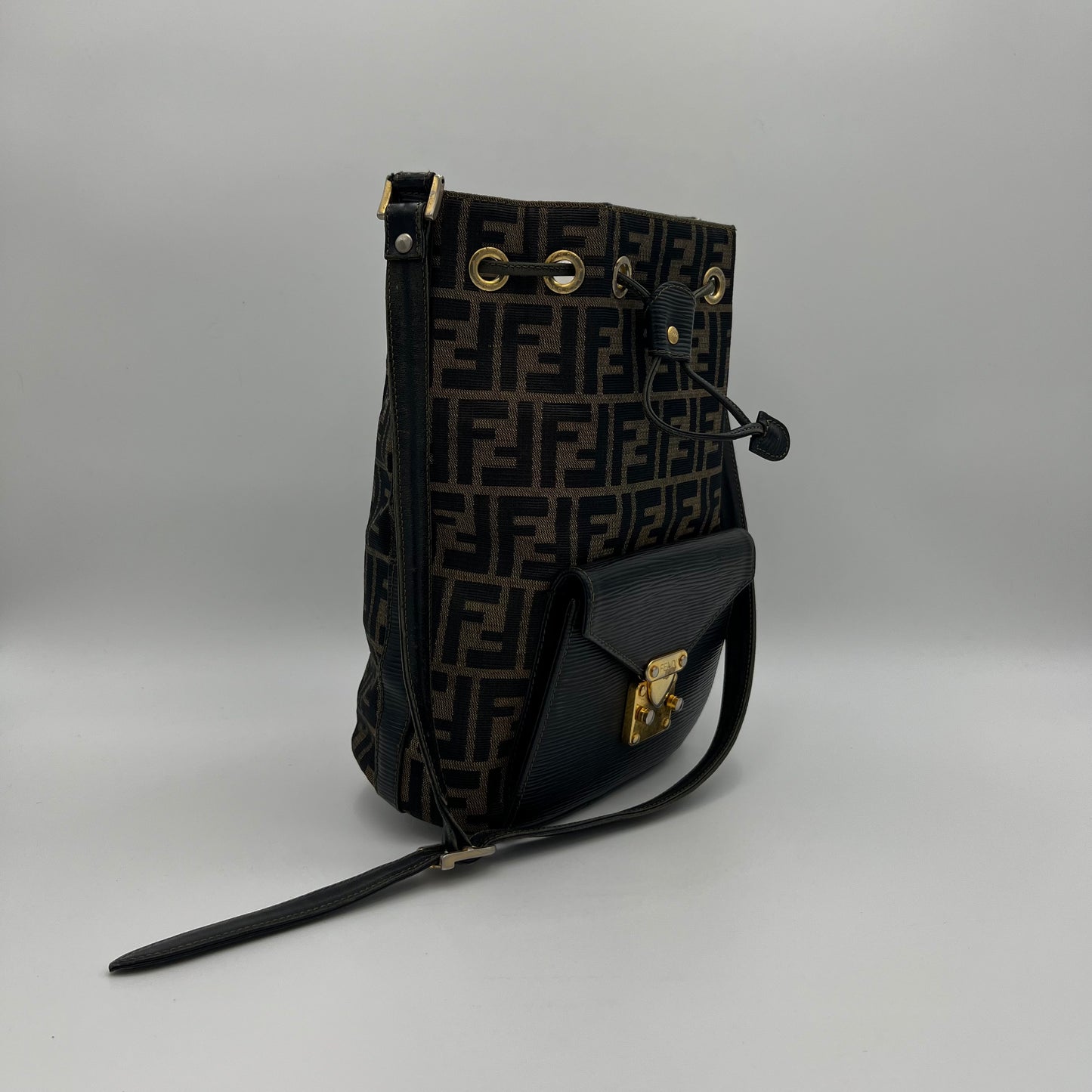 Fendi Tobacco Zucca Mamma Mon Tresor Bucket Bag