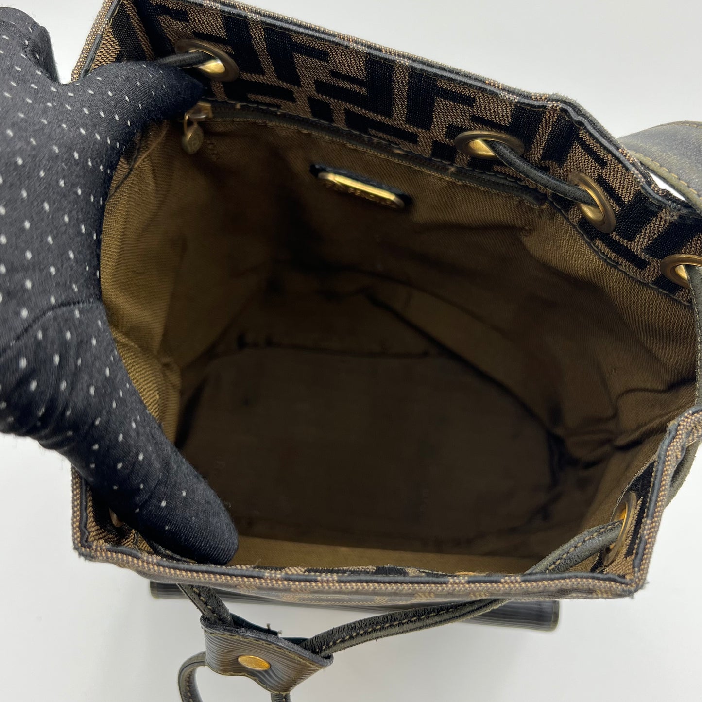Fendi Tobacco Zucca Mamma Mon Tresor Bucket Bag