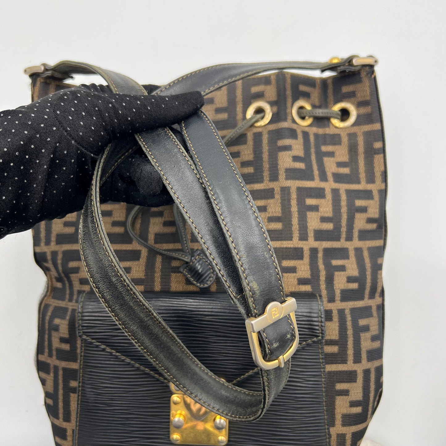 Fendi Tobacco Zucca Mamma Mon Tresor Bucket Bag