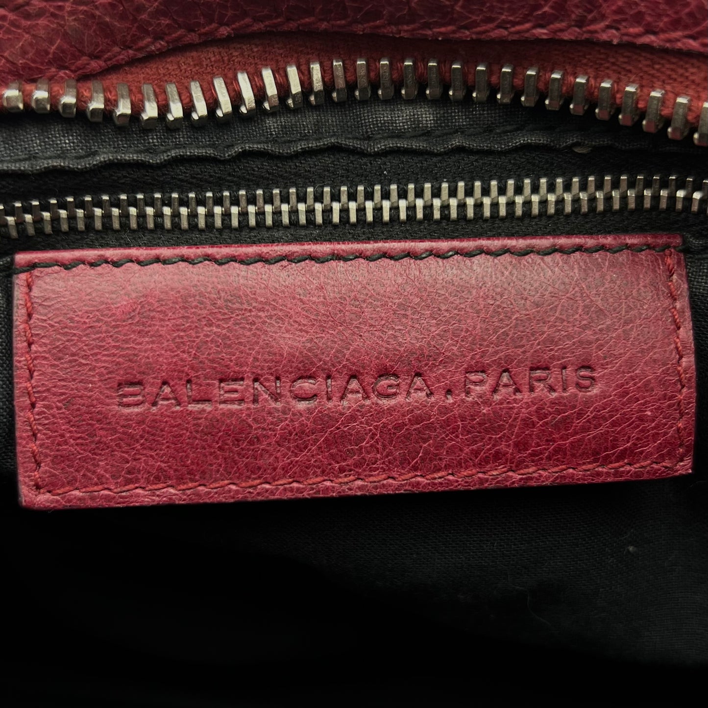 Balenciaga Burgundy Motocross City Giant Brogues Leather Bag