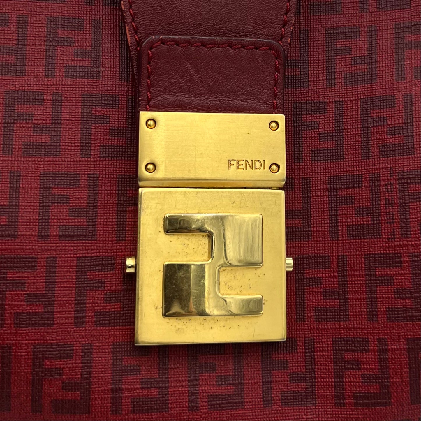 Fendi Red Zucchino Spalmati Coated Canvas Tote
